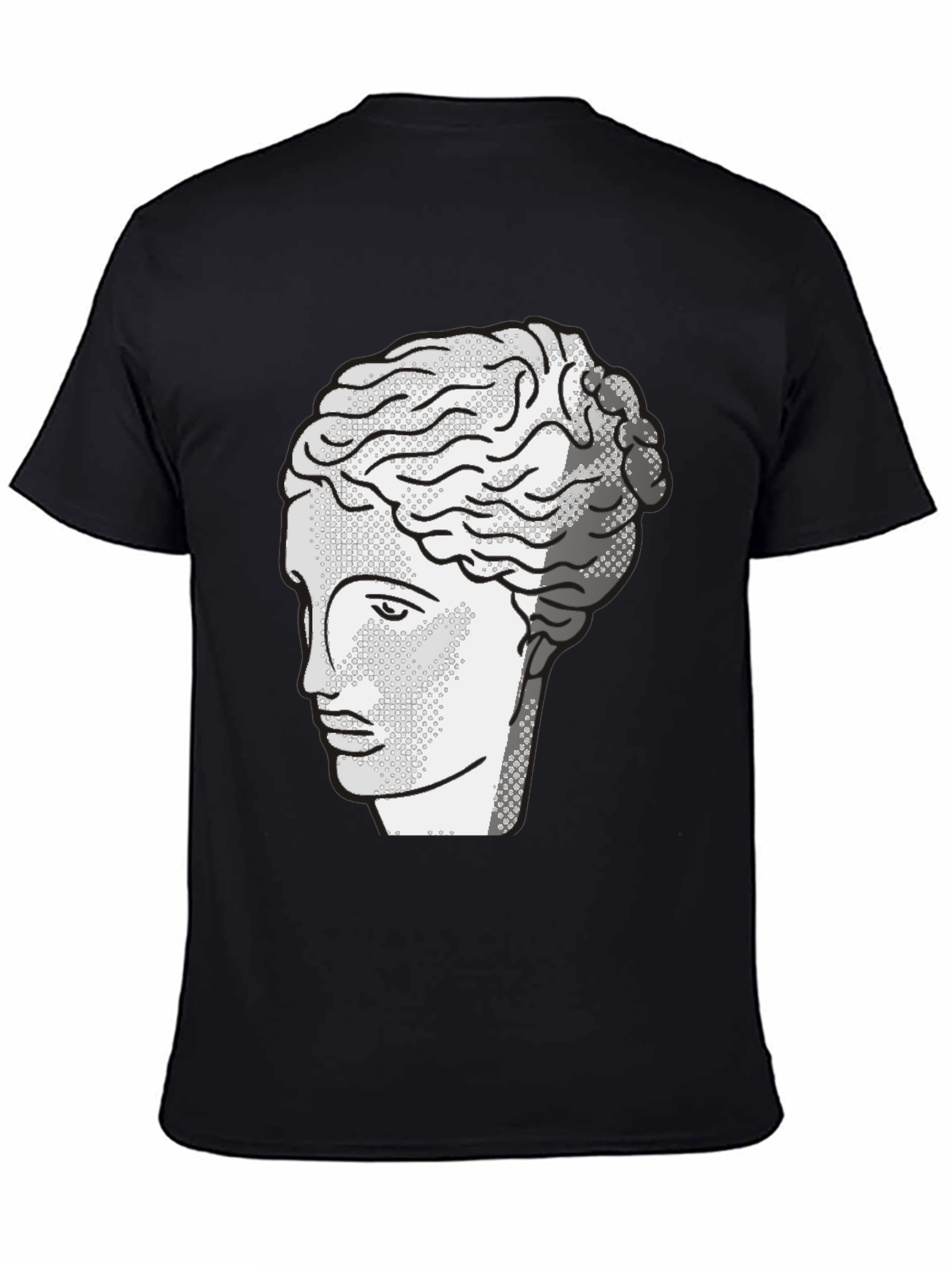Mens Black T-Shirt with Bust Design