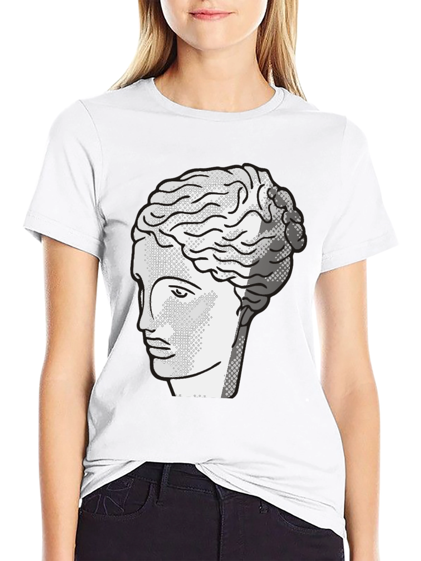 Mens Black T-Shirt with Bust Design
