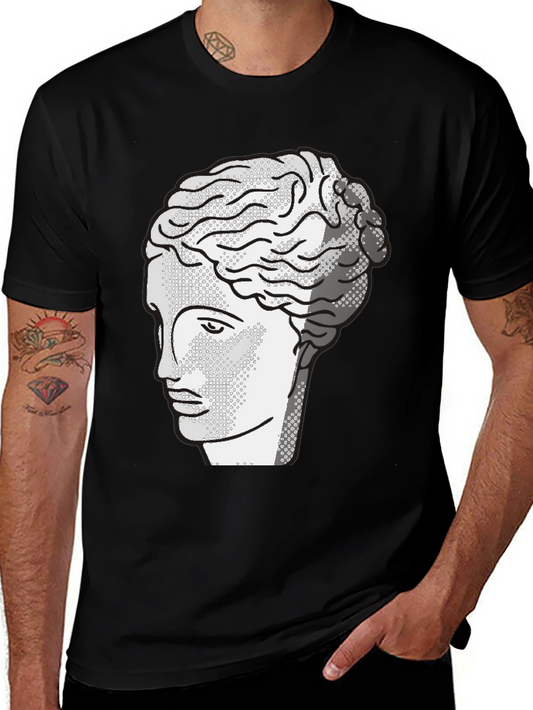 Mens Black T-Shirt with Bust Design