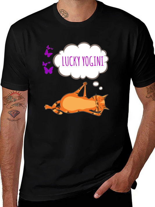 Lucky Yogini Cat T-Shirt - Funny Yoga Lover Tee