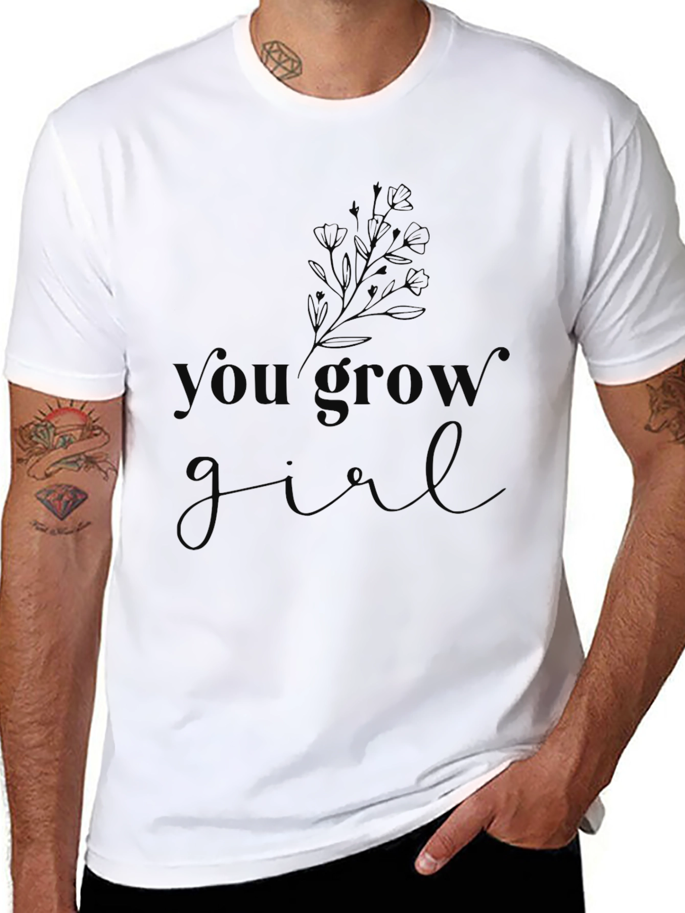You Grow Girl Black Graphic Tee