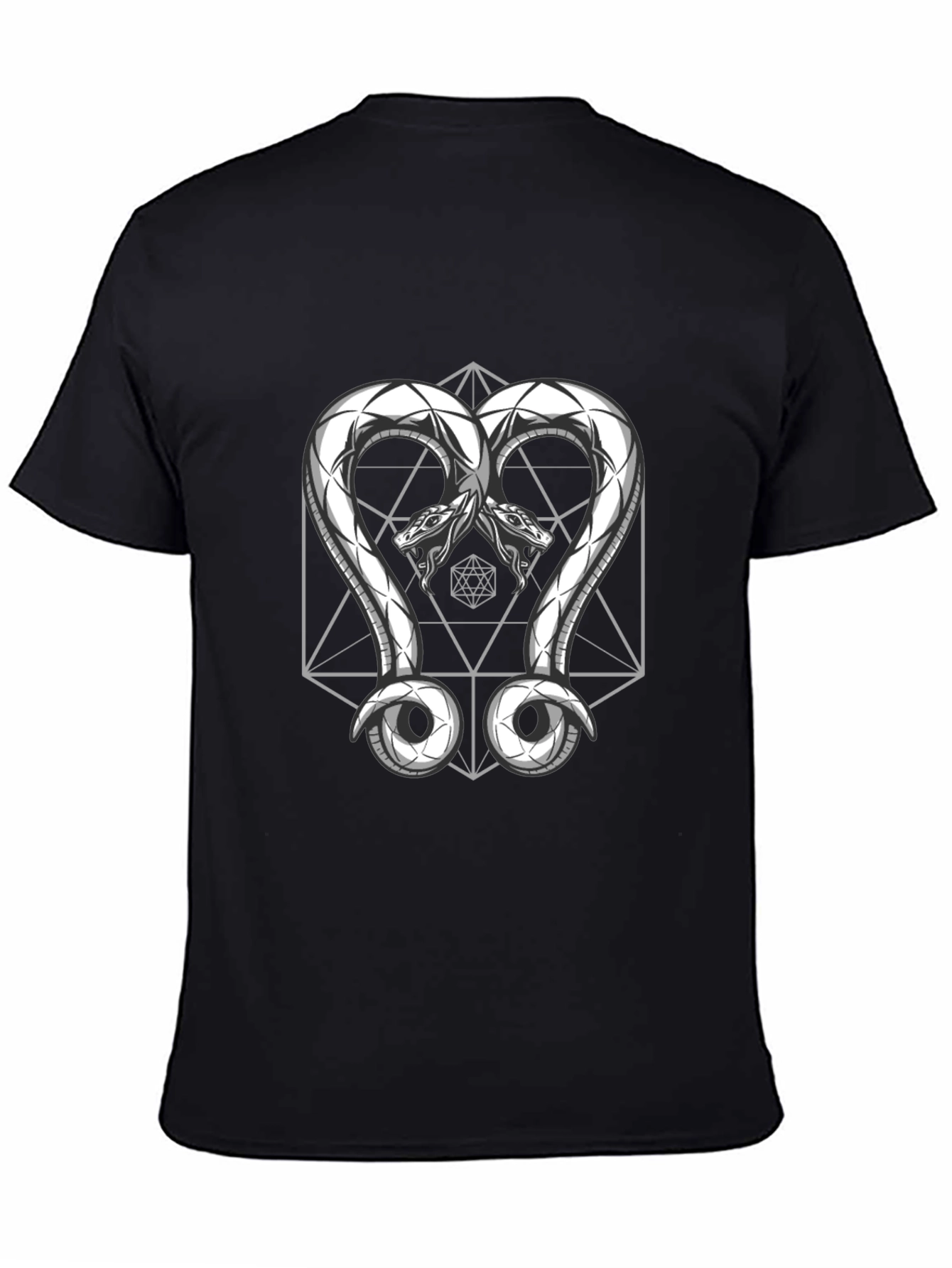 Geometric Snake T-Shirt - Black Graphic Tee