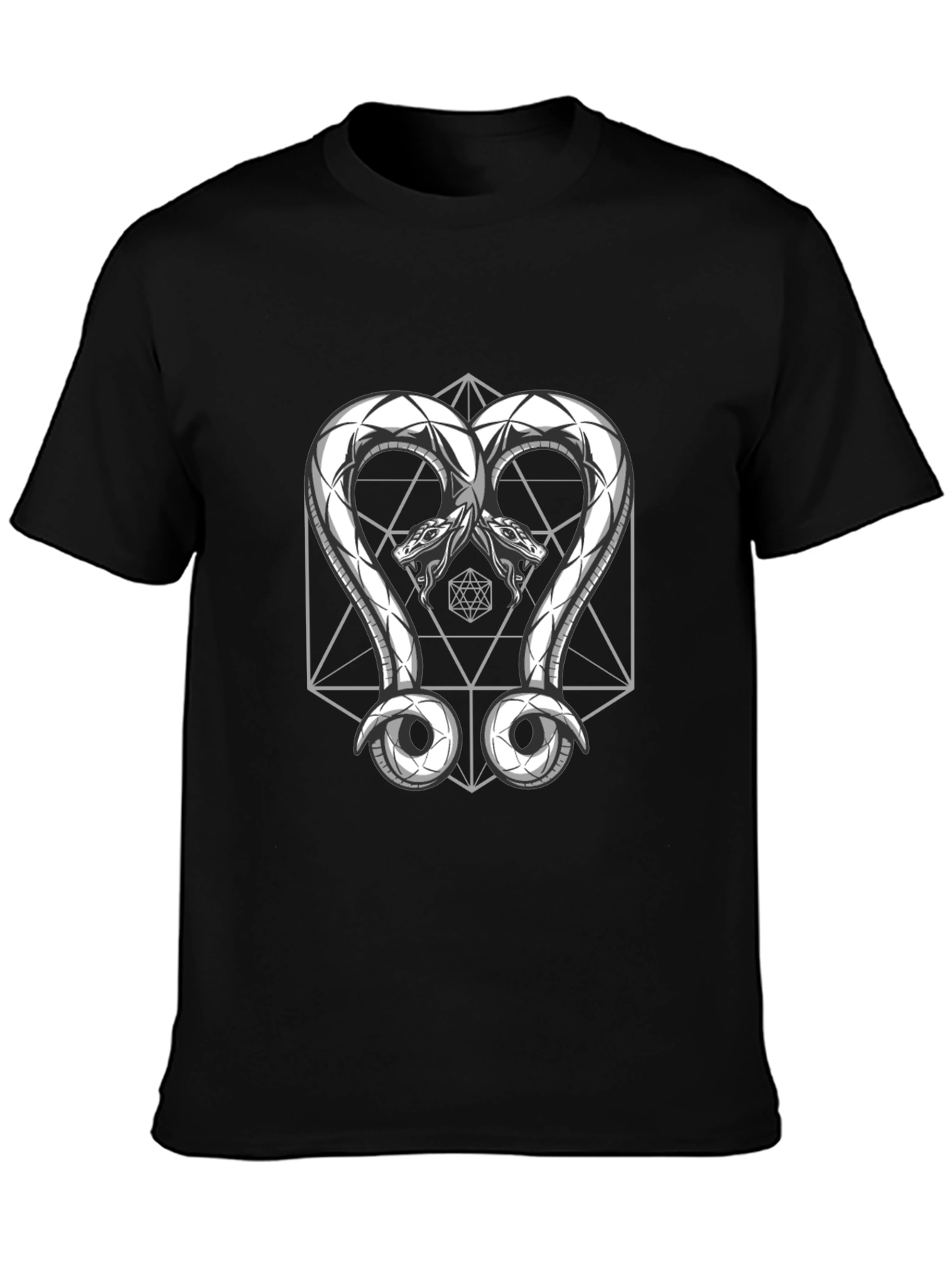 Geometric Snake T-Shirt - Black Graphic Tee