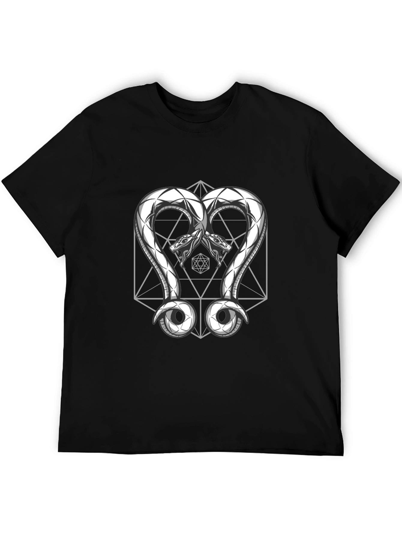 Geometric Snake T-Shirt - Black Graphic Tee