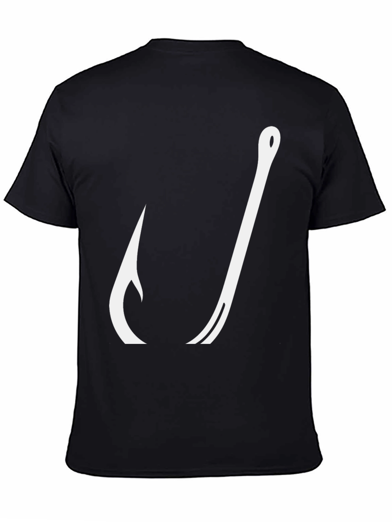Mens Black Fishing Hook Graphic T-Shirt