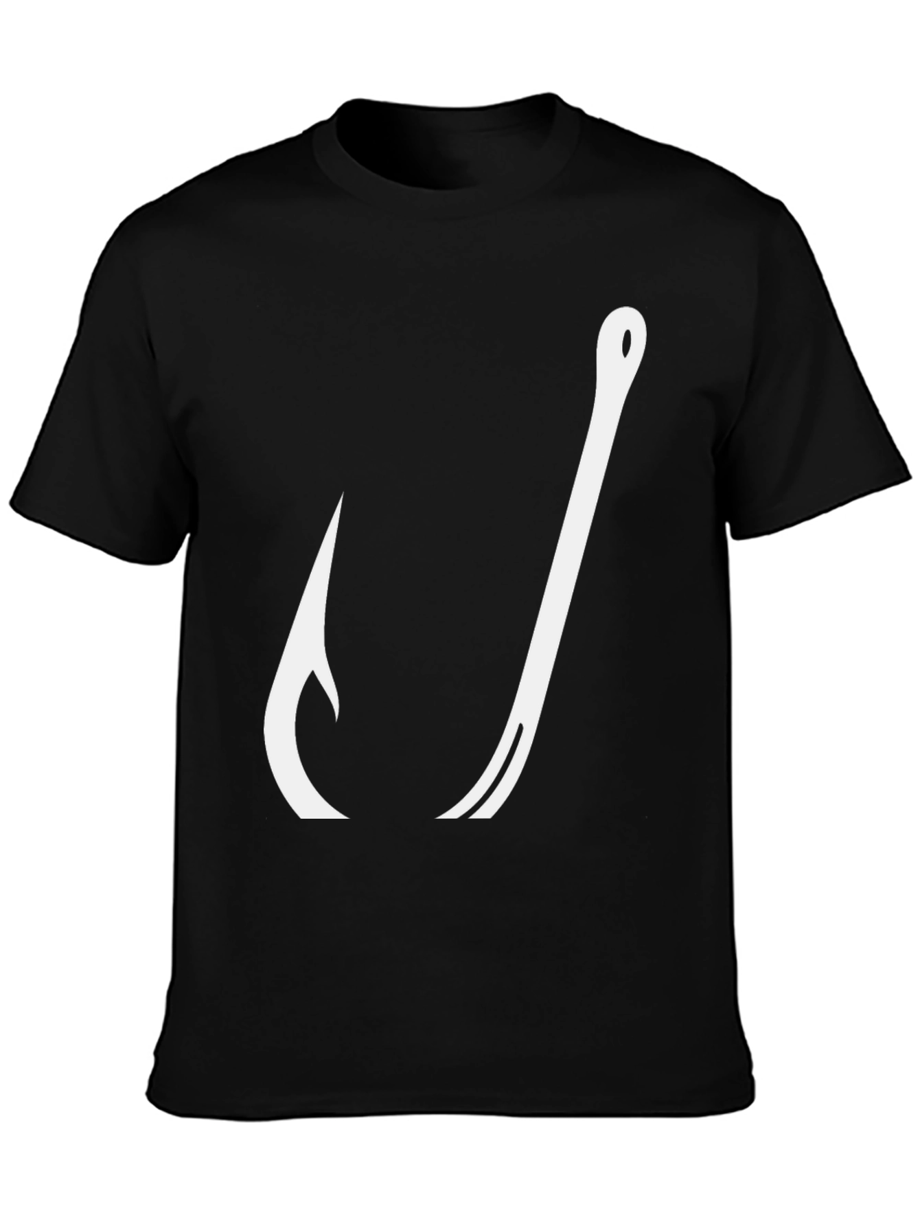 Mens Black Fishing Hook Graphic T-Shirt