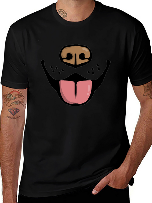 Funny Dog Face Graphic Black T-Shirt