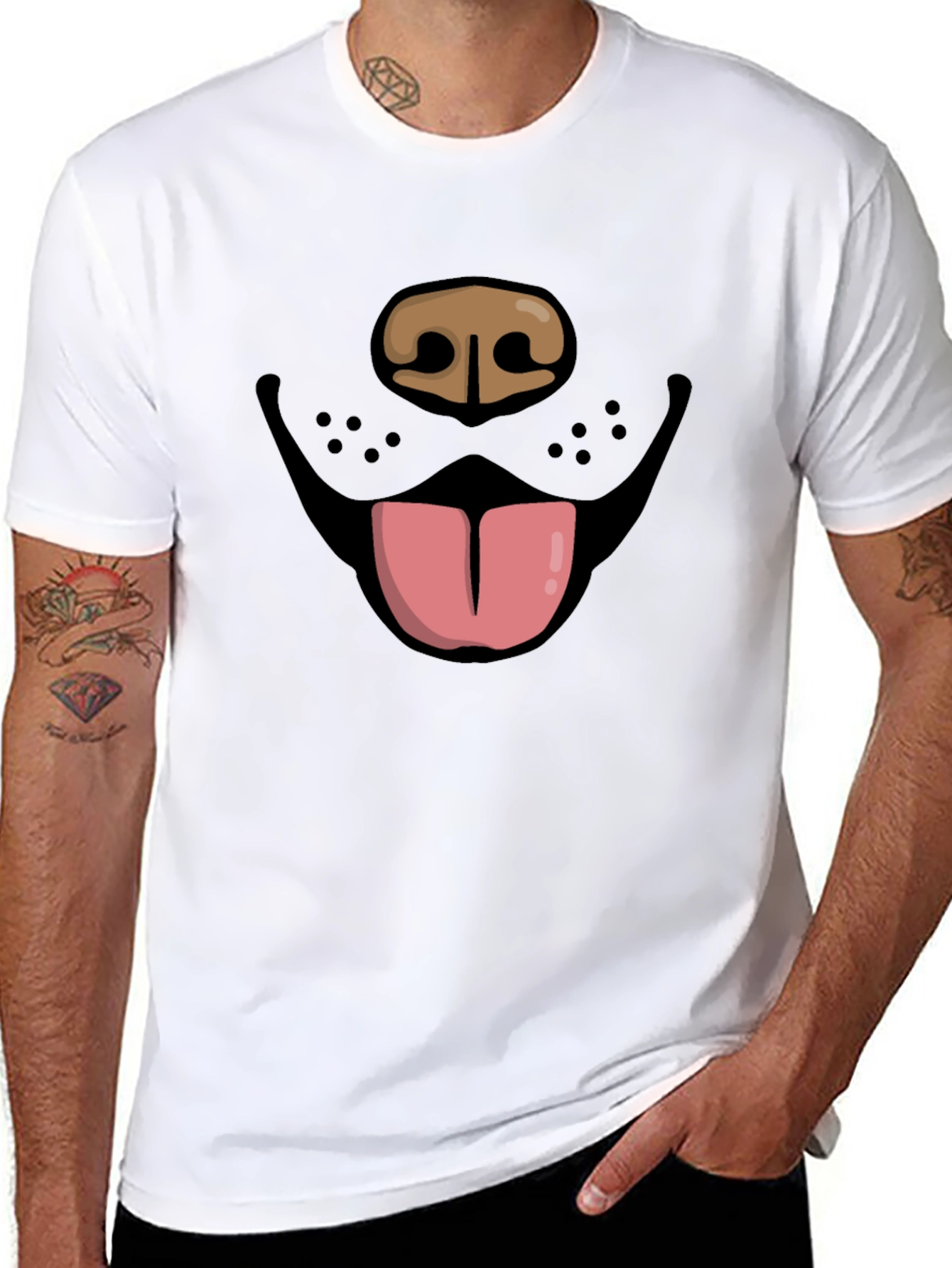Funny Dog Face Graphic Black T-Shirt