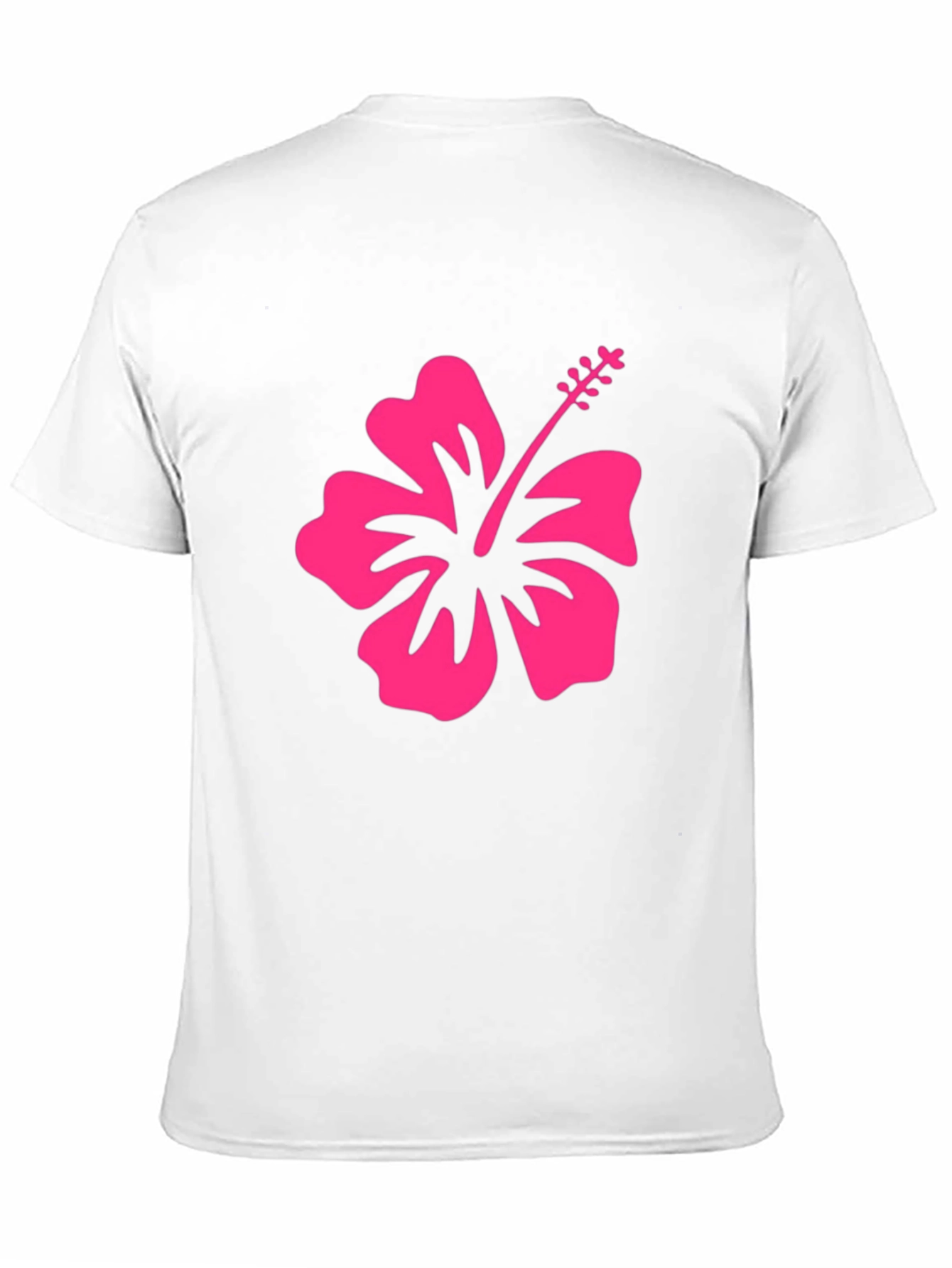 Black T-Shirt with Pink Hibiscus Flower Graphic
