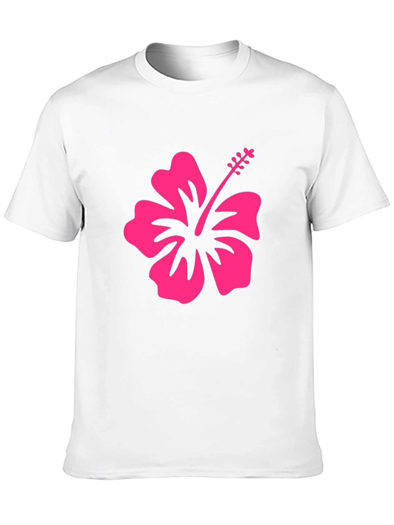 Black T-Shirt with Pink Hibiscus Flower Graphic