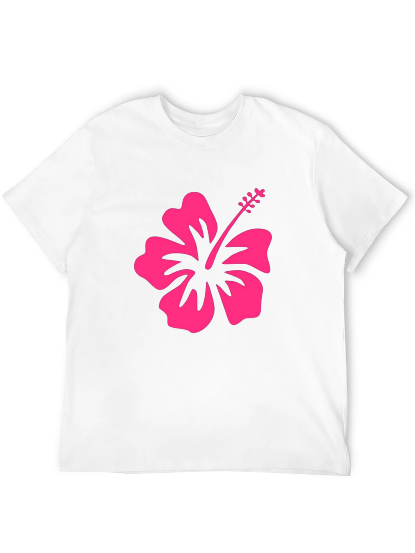 Black T-Shirt with Pink Hibiscus Flower Graphic