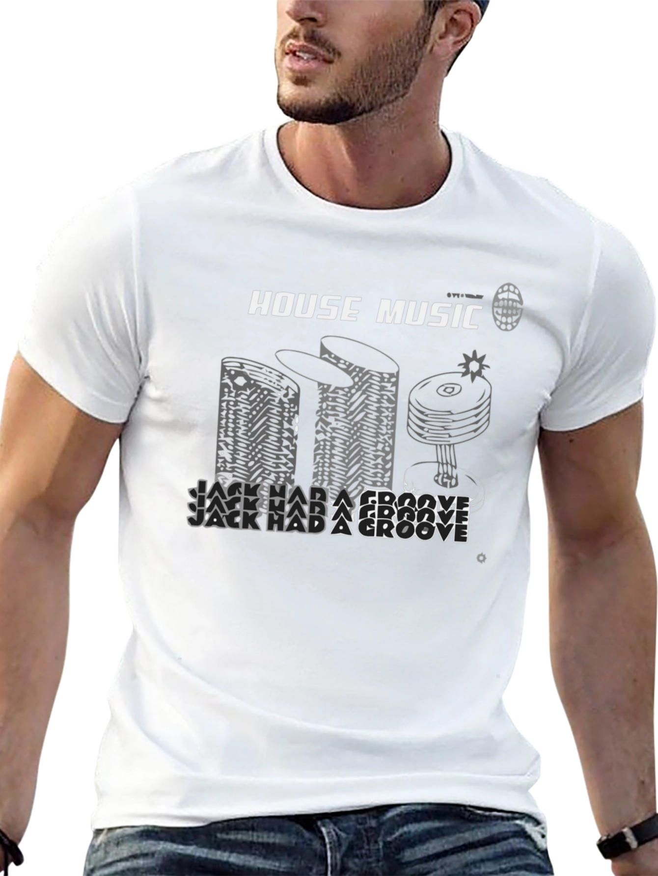 House Music Jack Had a Groove Black Graphic T-Shirt