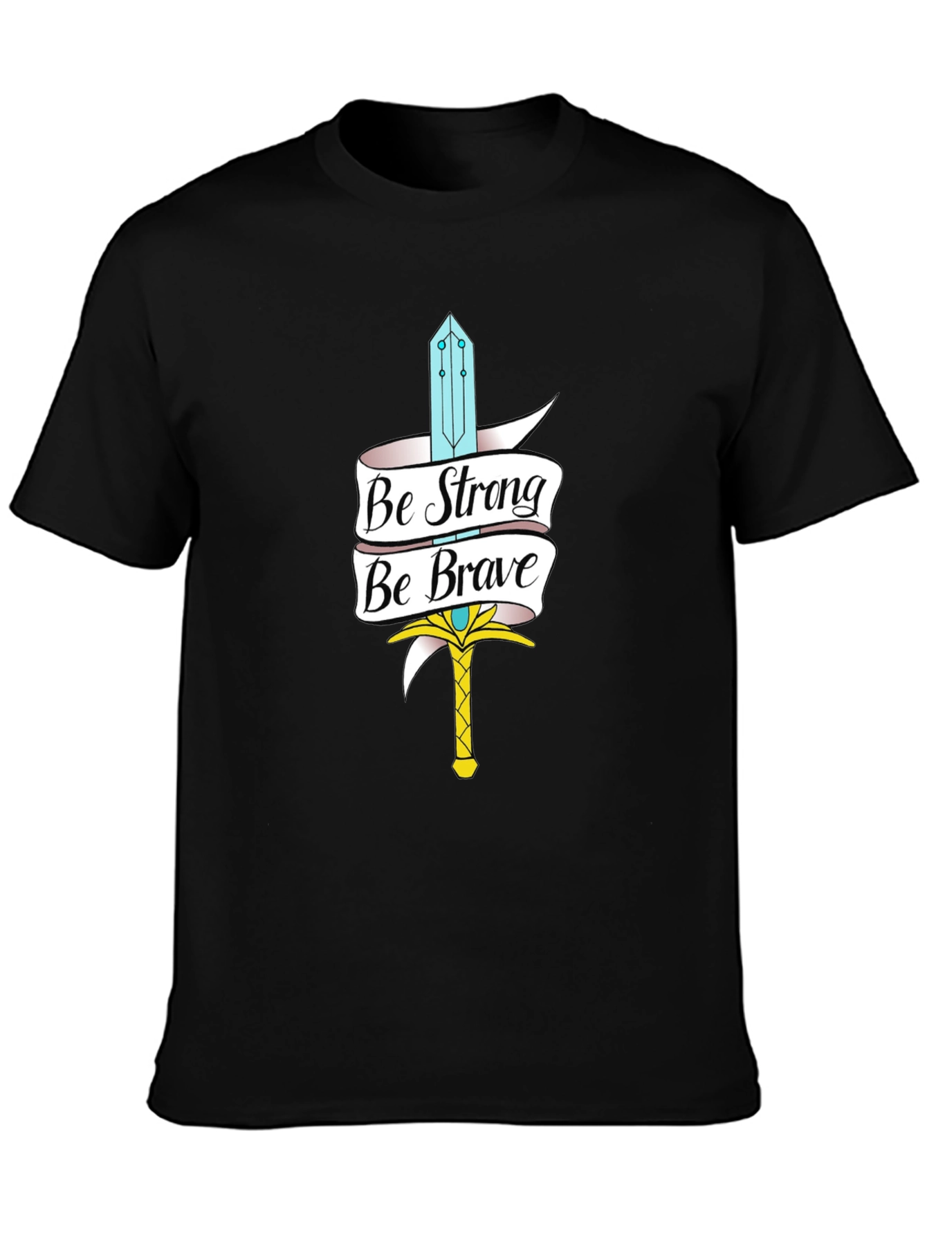 Be Strong Be Brave Sword Graphic Black Tee