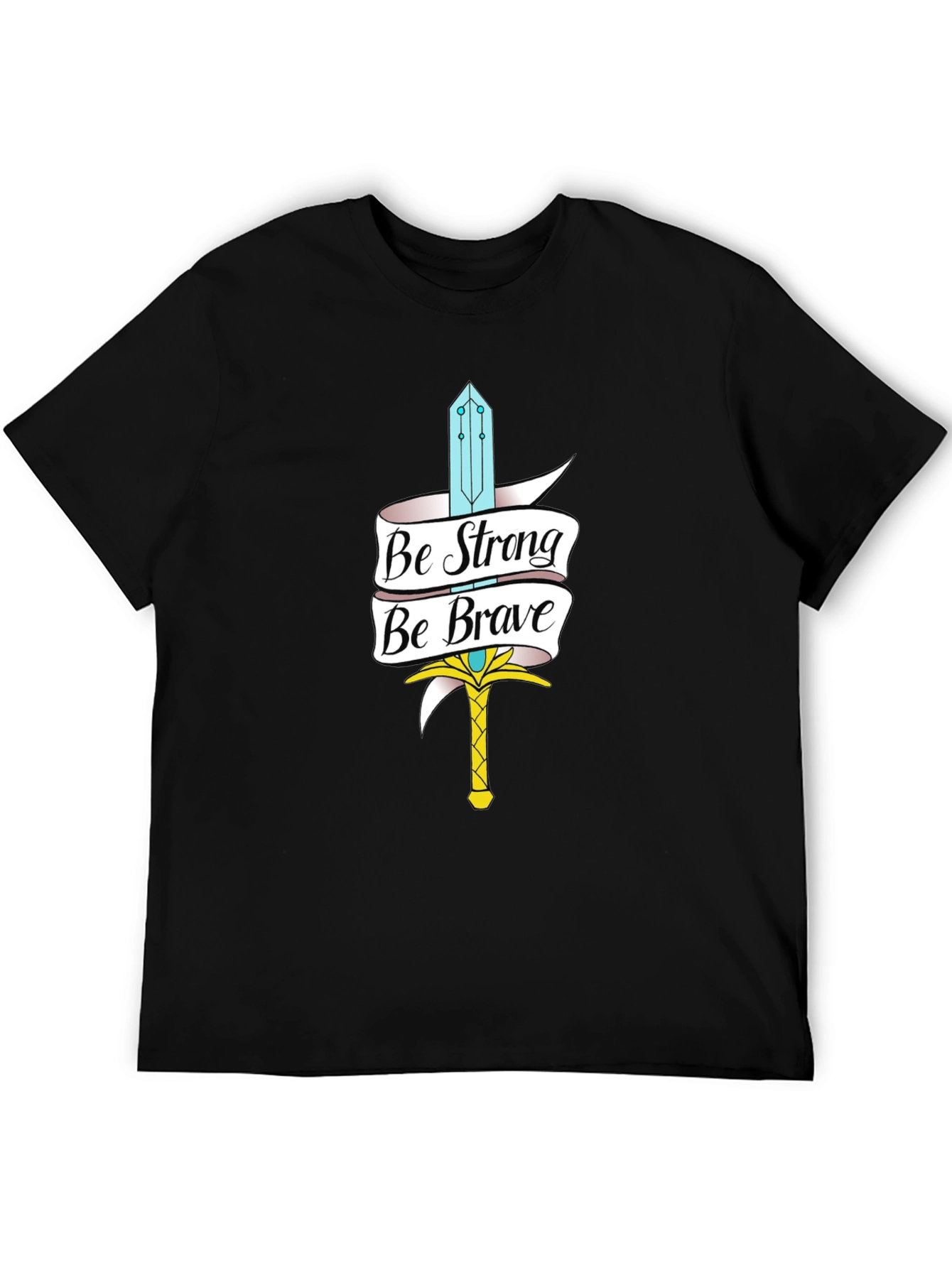 Be Strong Be Brave Sword Graphic Black Tee