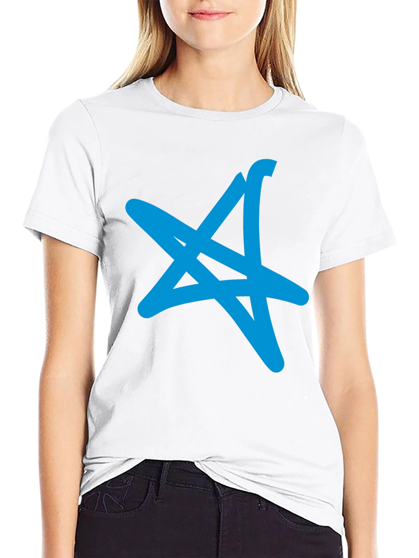 Cool Blue Star Graphic Black T-Shirt