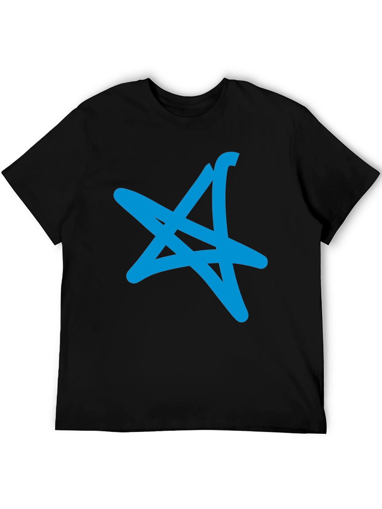 Cool Blue Star Graphic Black T-Shirt
