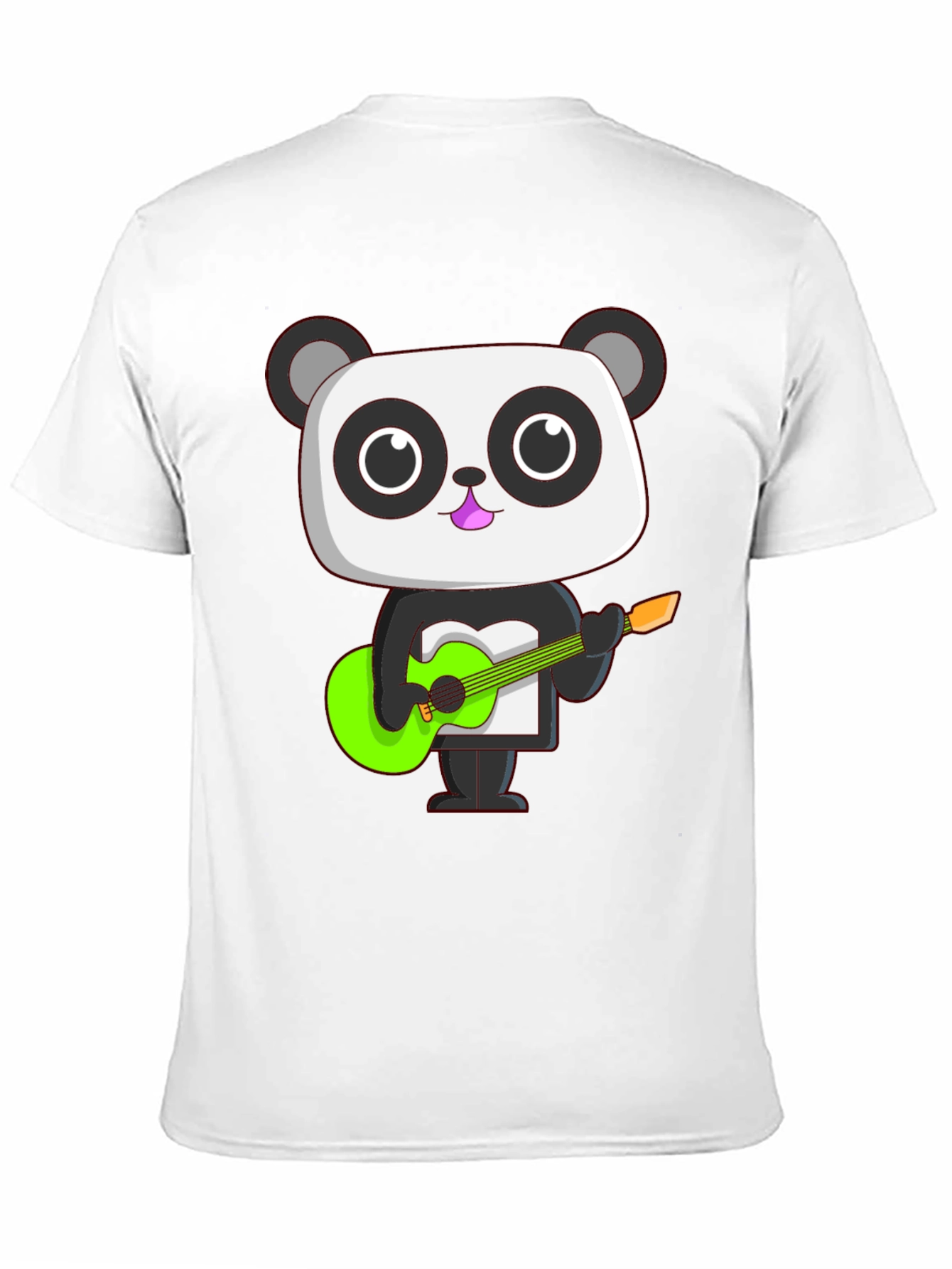 Panda Guitarist Graphic Tee - Black Cotton T-Shirt