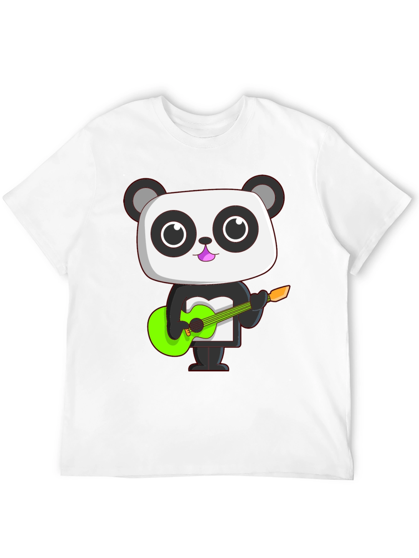Panda Guitarist Graphic Tee - Black Cotton T-Shirt