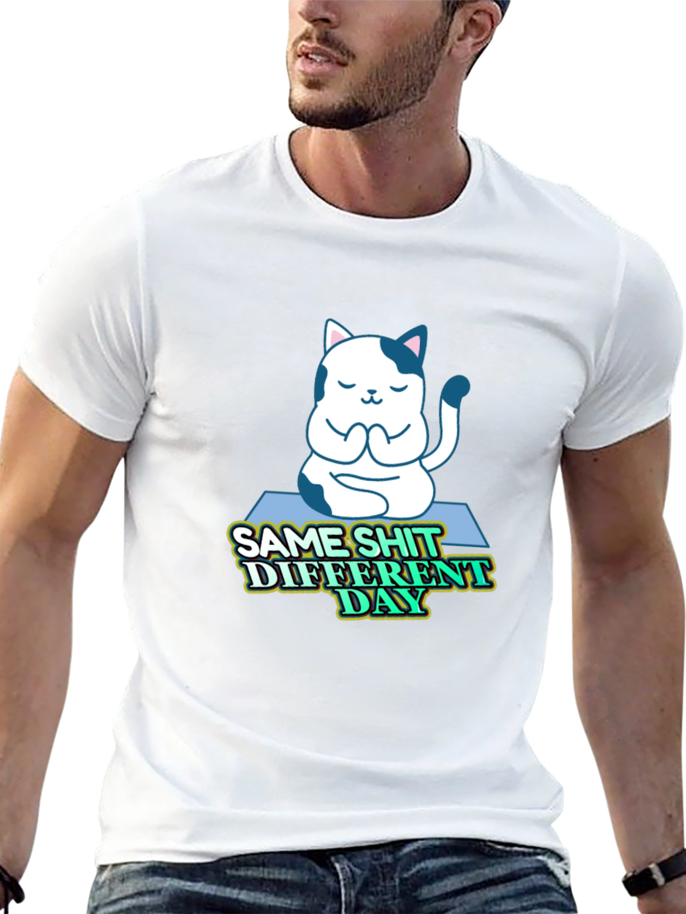 Funny Yoga Cat T-Shirt - Same Shit Different Day