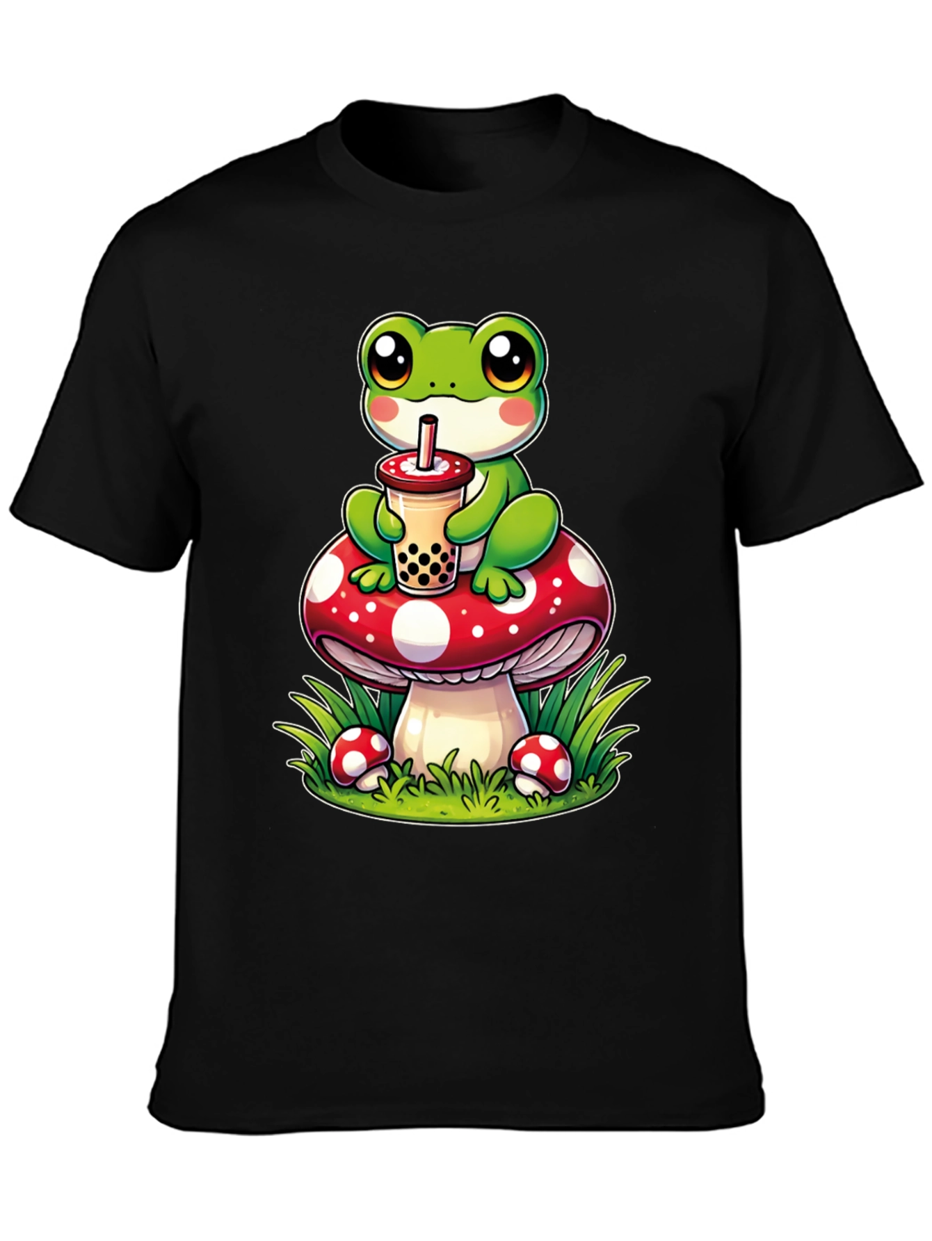 Frog On Mushroom Bubble Tea T-Shirt
