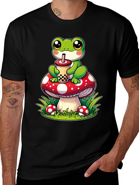 Frog On Mushroom Bubble Tea T-Shirt