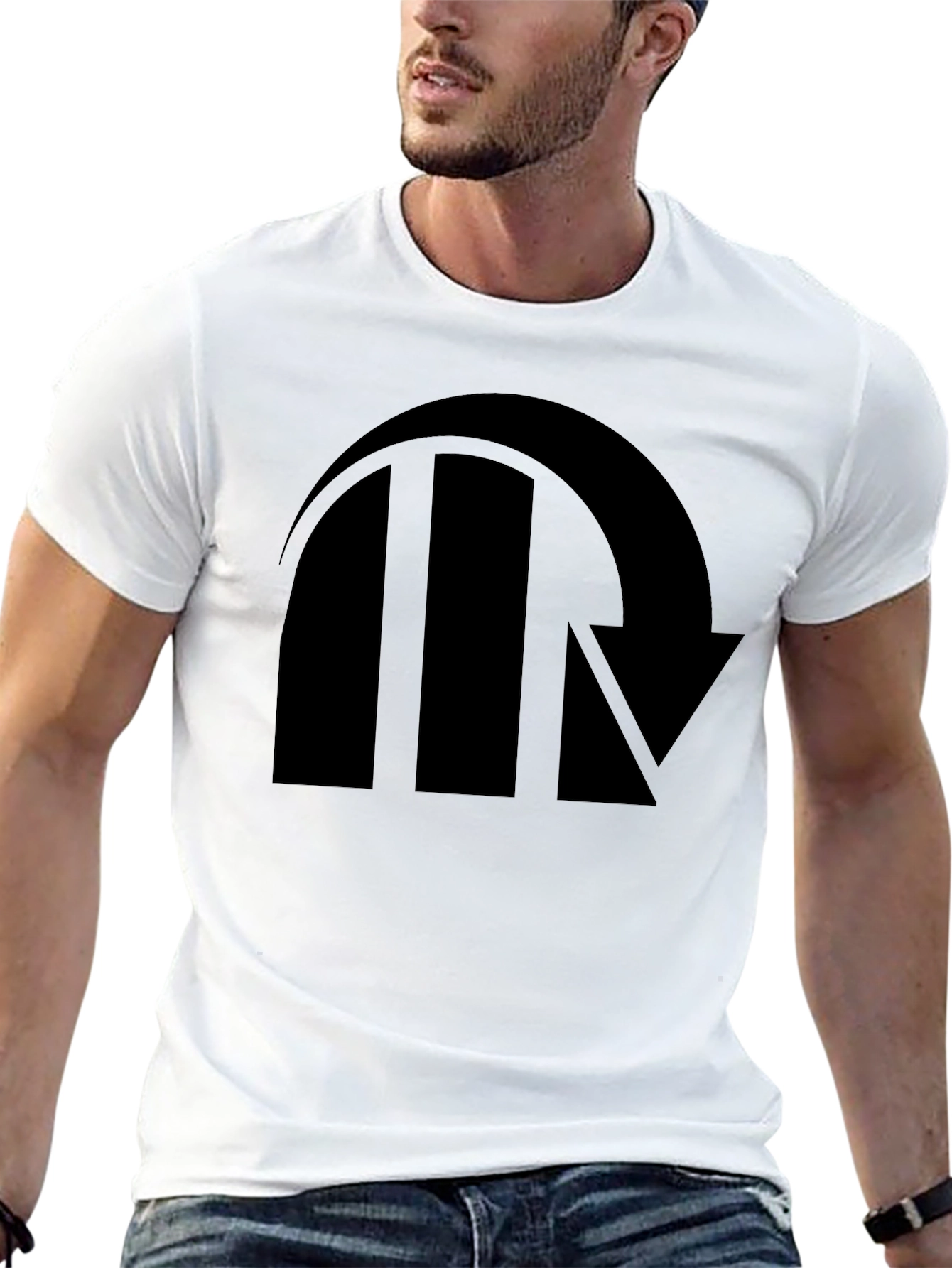 Black T-Shirt with Abstract Arrow Graphic