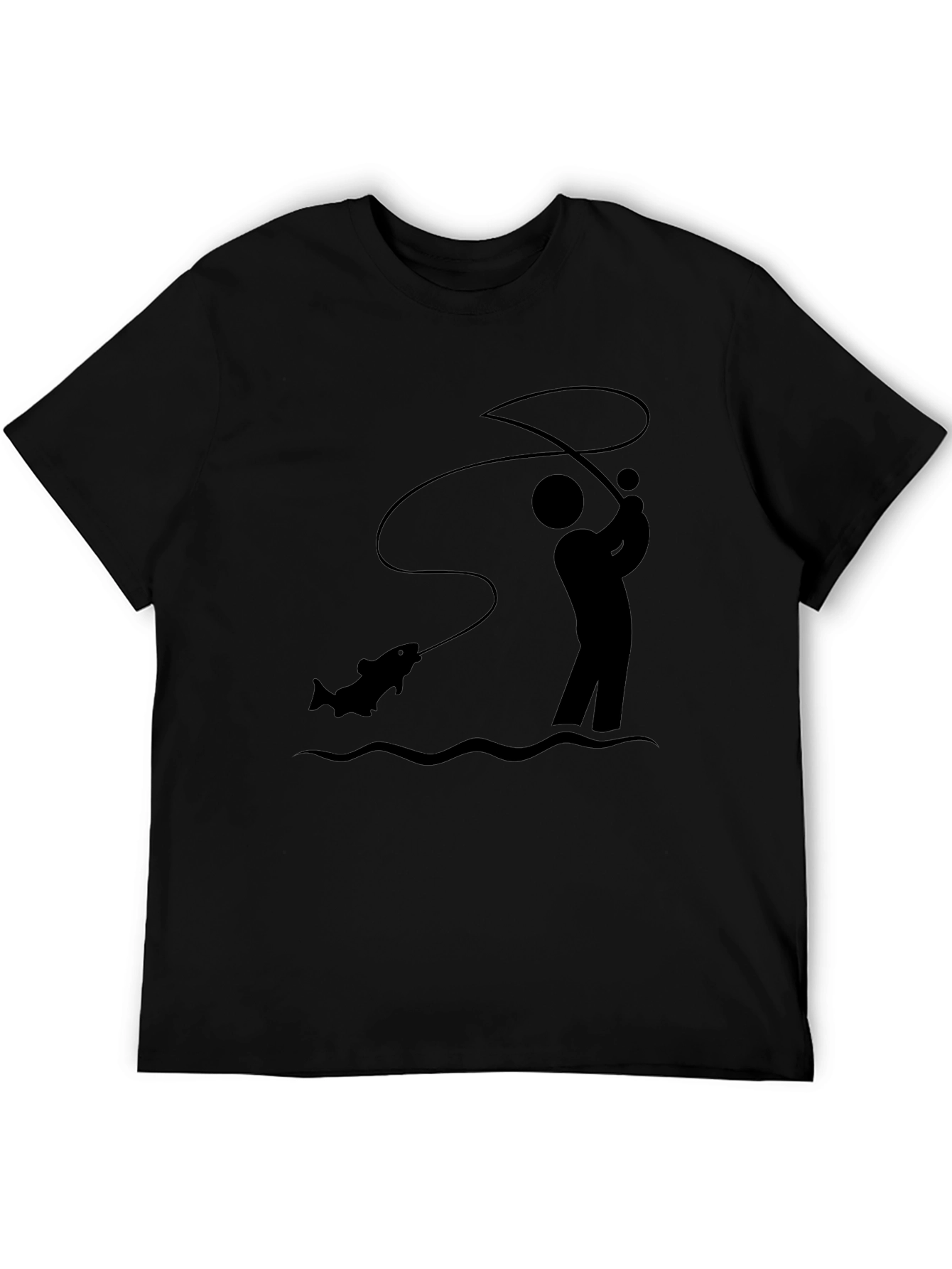 Fisherman Graphic Tee - Black Cotton T-Shirt