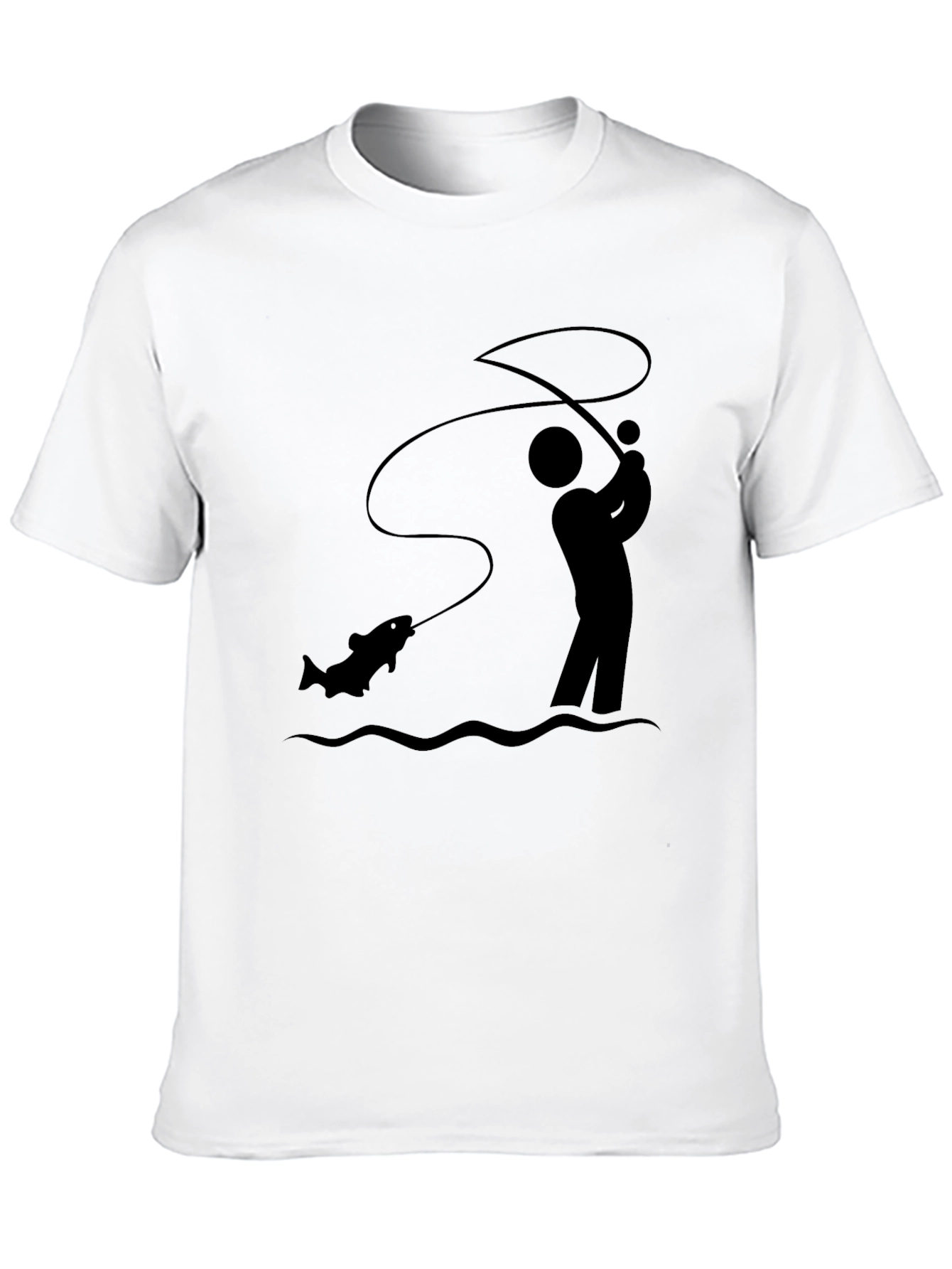 Fisherman Graphic Tee - Black Cotton T-Shirt