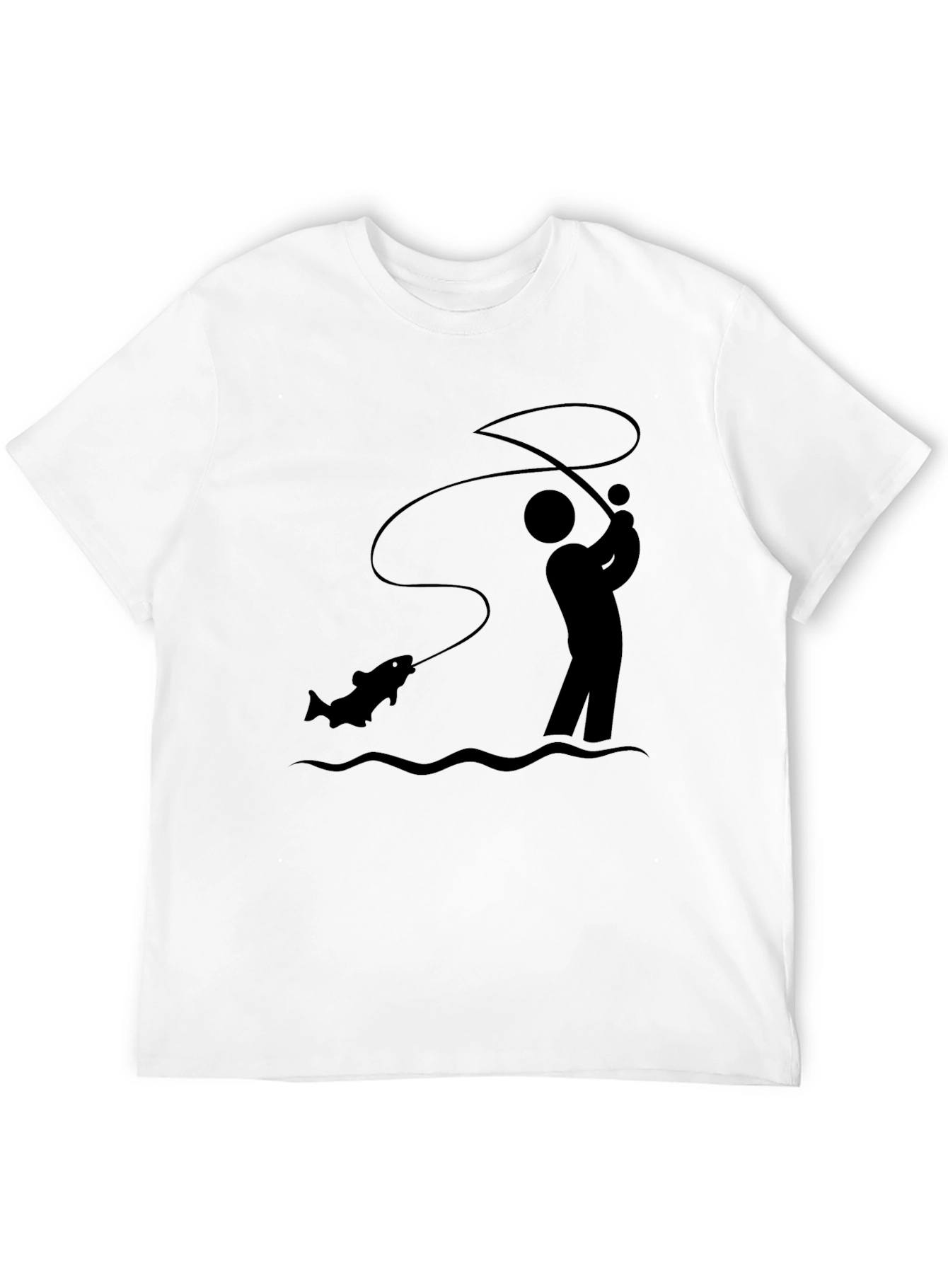 Fisherman Graphic Tee - Black Cotton T-Shirt
