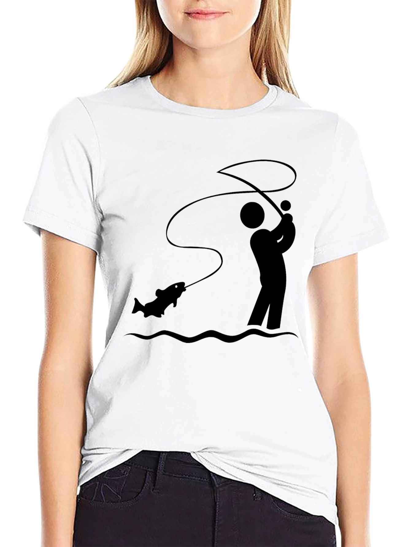 Fisherman Graphic Tee - Black Cotton T-Shirt
