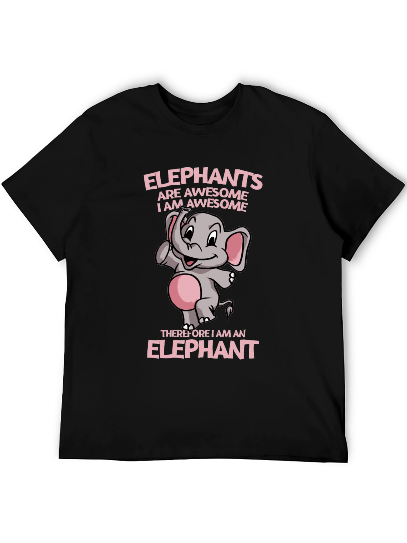 Awesome Elephant Graphic Black T-Shirt