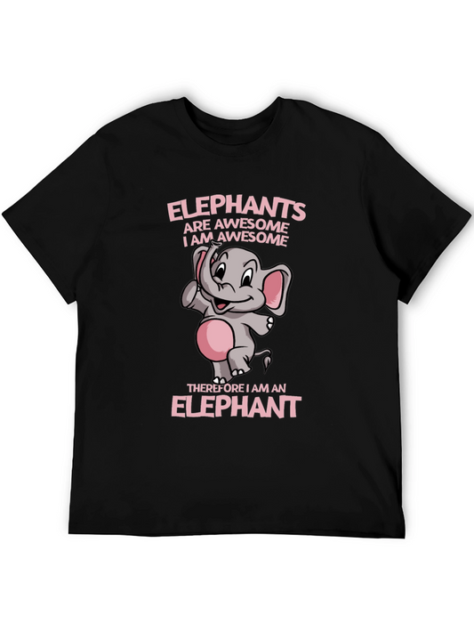 Awesome Elephant Graphic Black T-Shirt