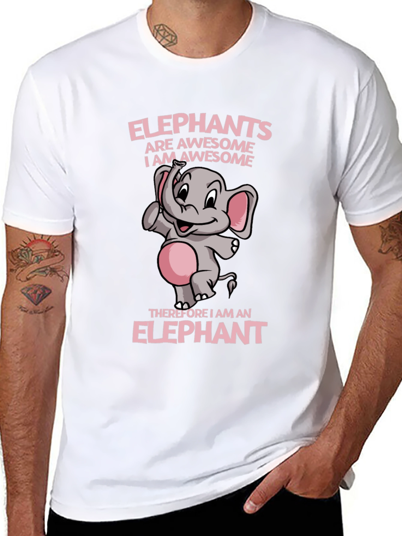 Awesome Elephant Graphic Black T-Shirt
