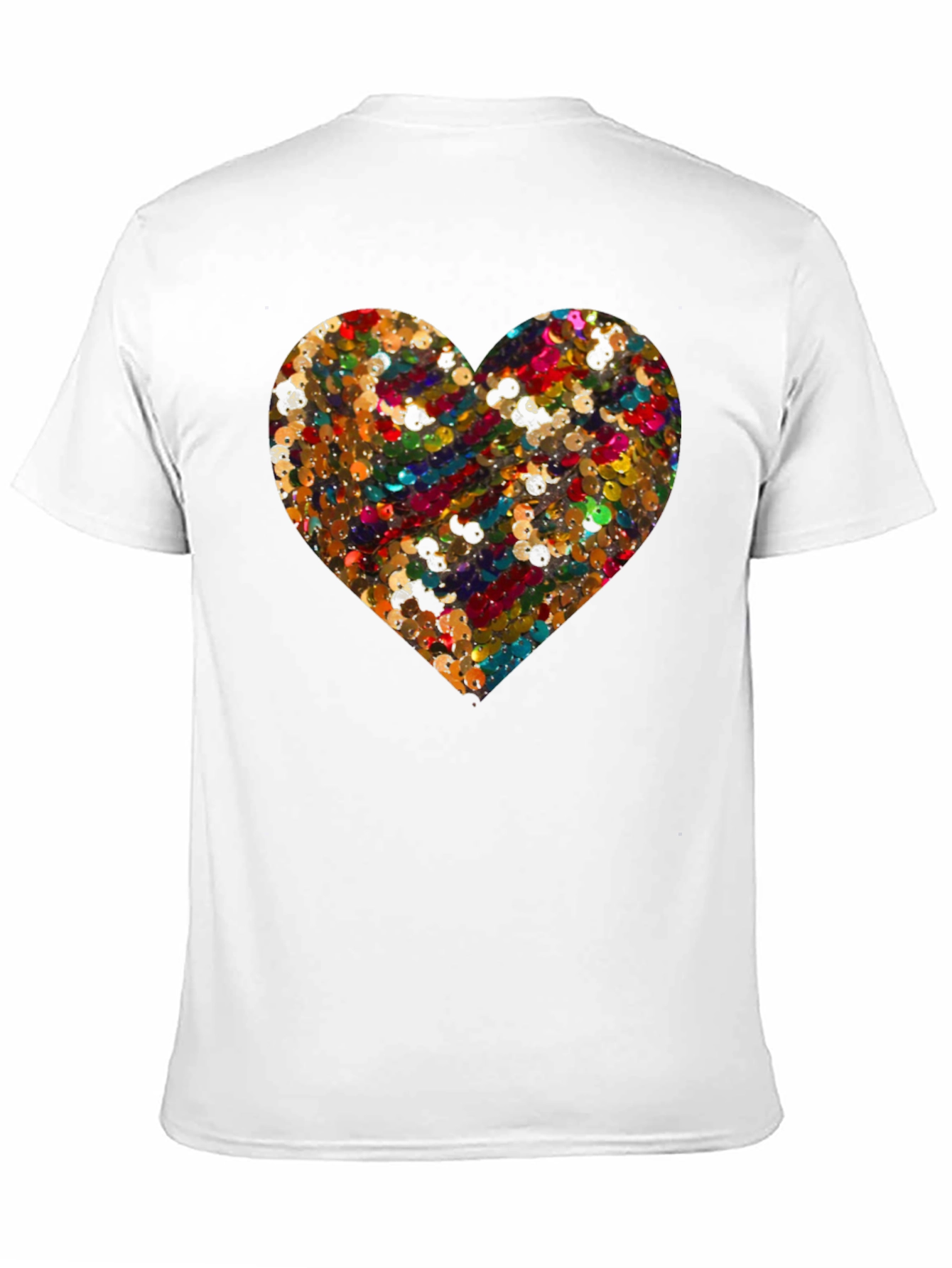 Heart Sequin Pattern Black T-Shirt