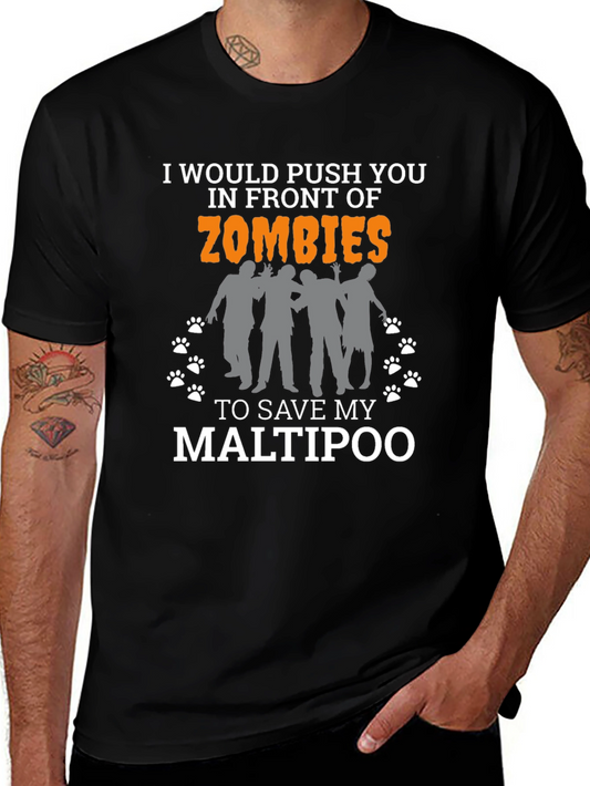Zombie Maltipoo T-Shirt - Novelty Graphic Tee