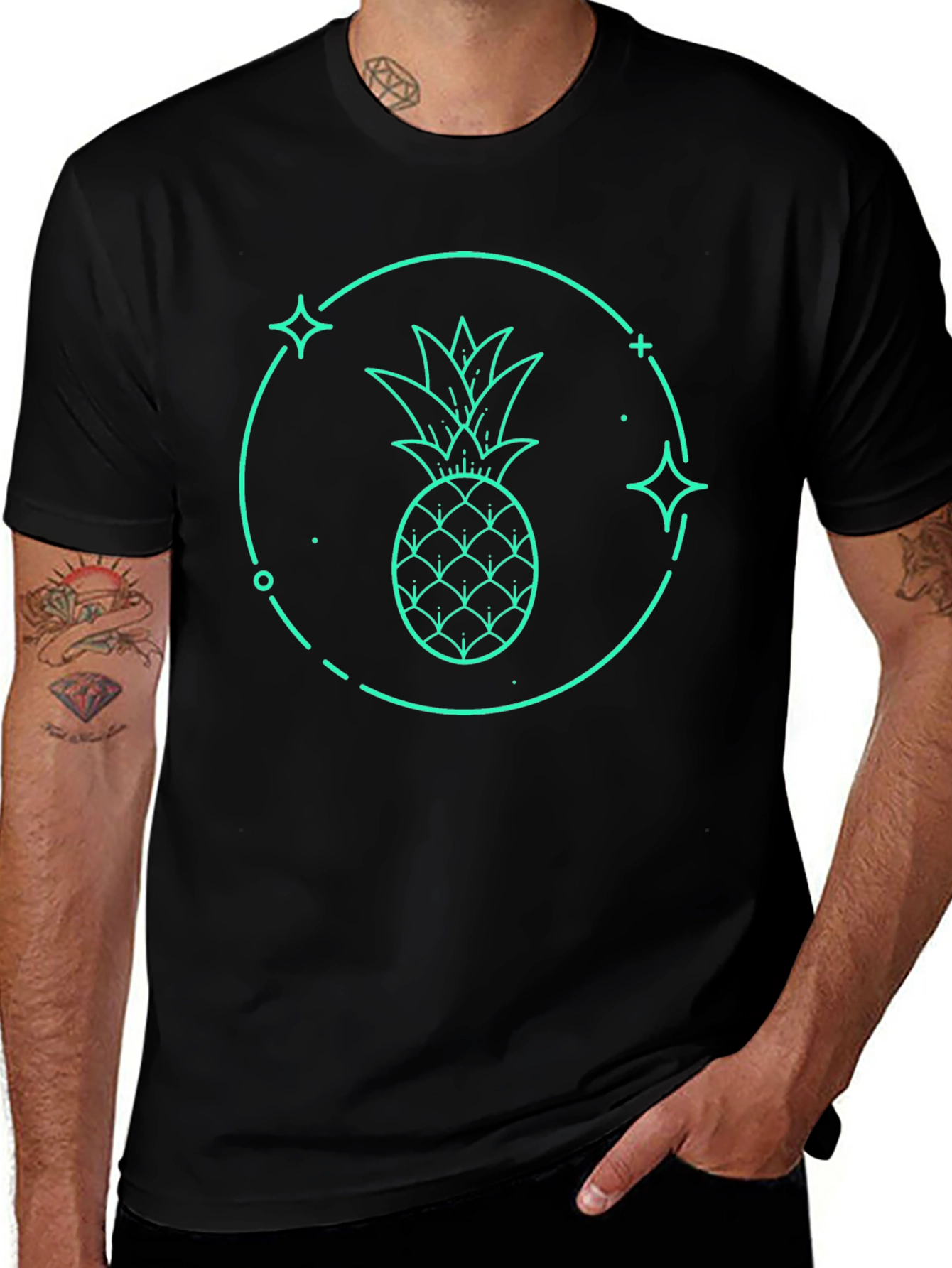 Pineapple Graphic T-Shirt - Black