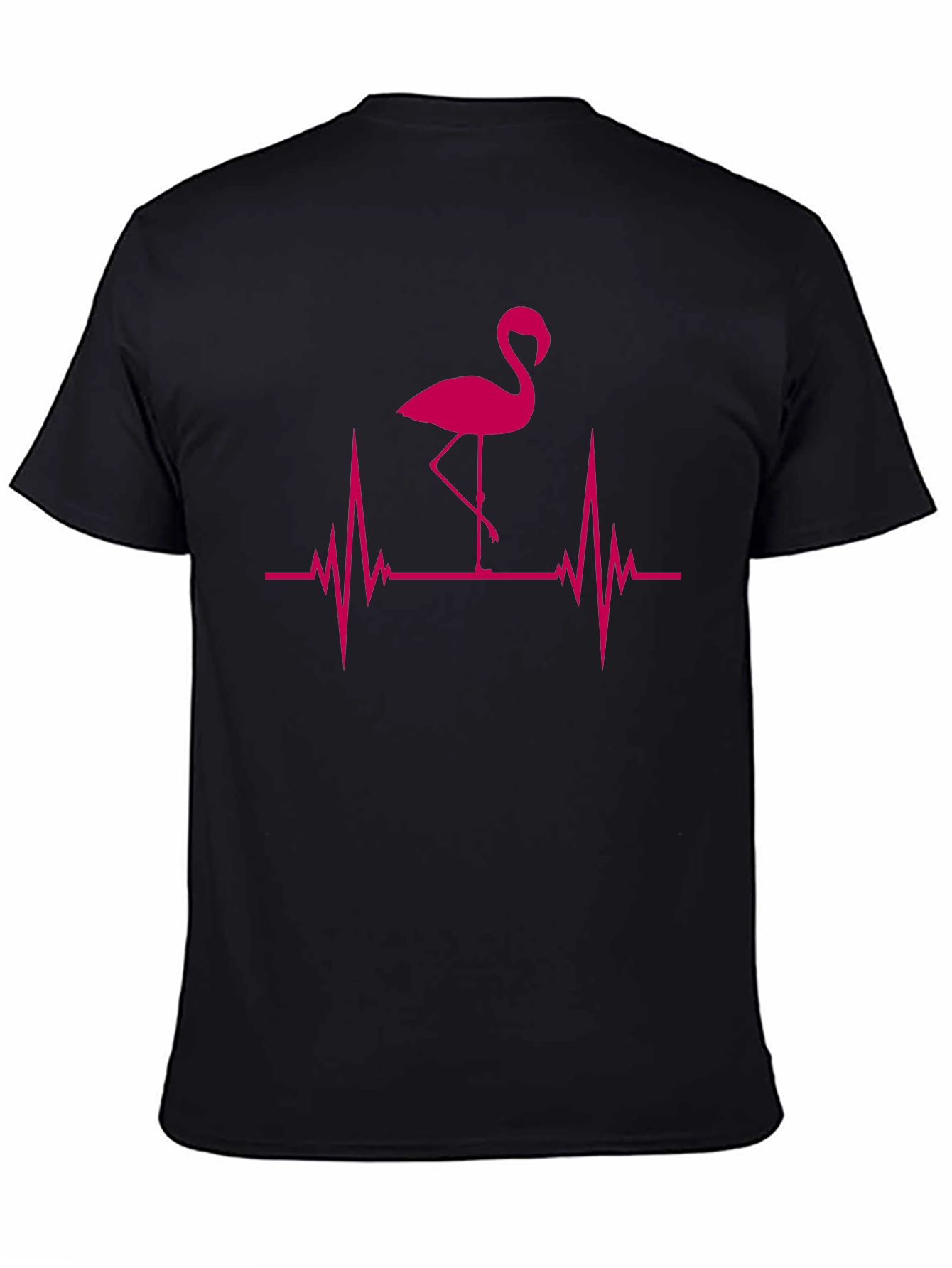 Flamingo Heartbeat Graphic Tee - Trendy Pink Design