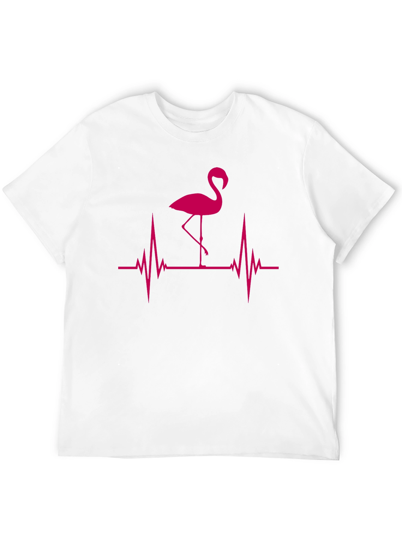 Flamingo Heartbeat Graphic Tee - Trendy Pink Design