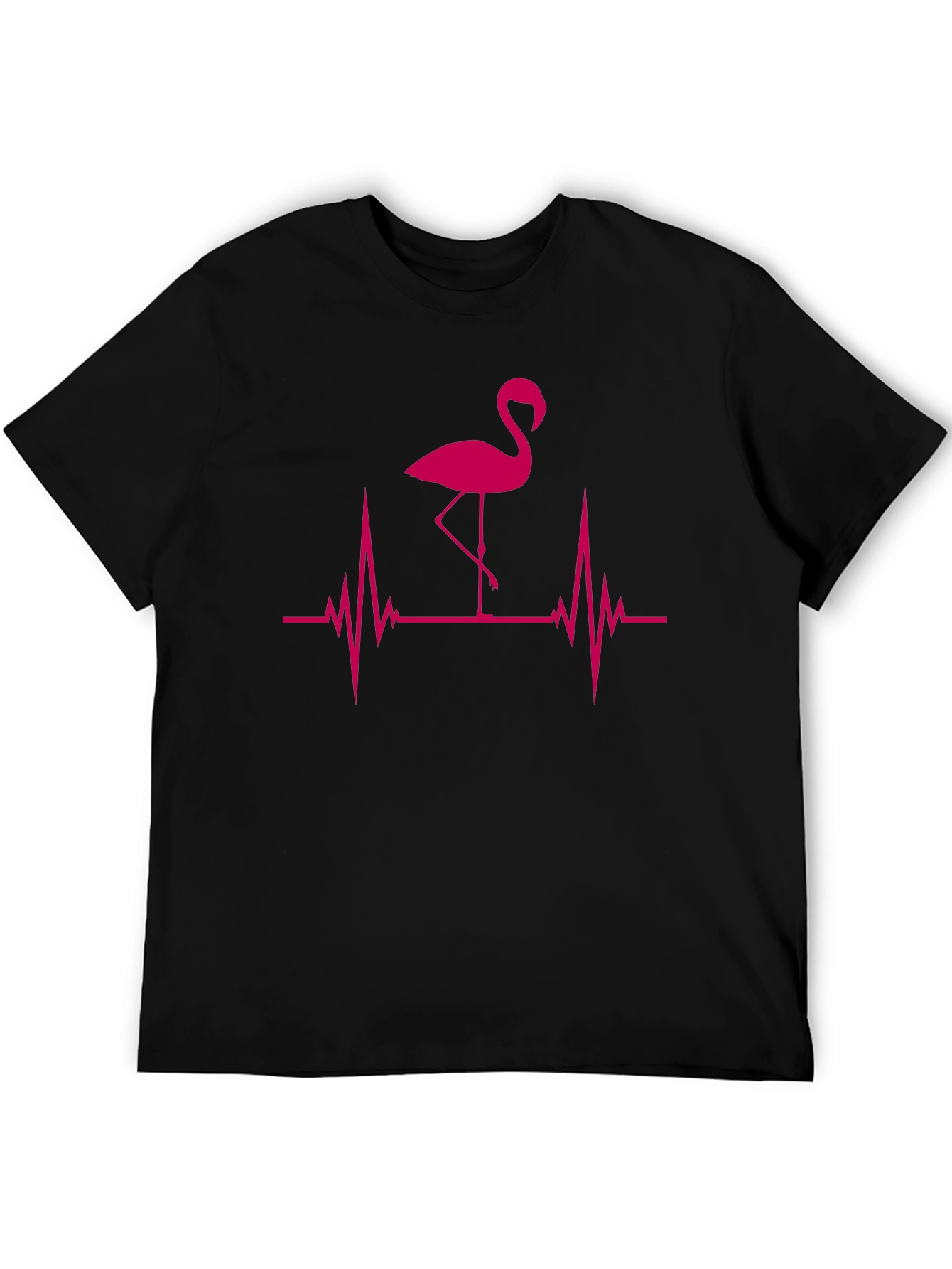 Flamingo Heartbeat Graphic Tee - Trendy Pink Design