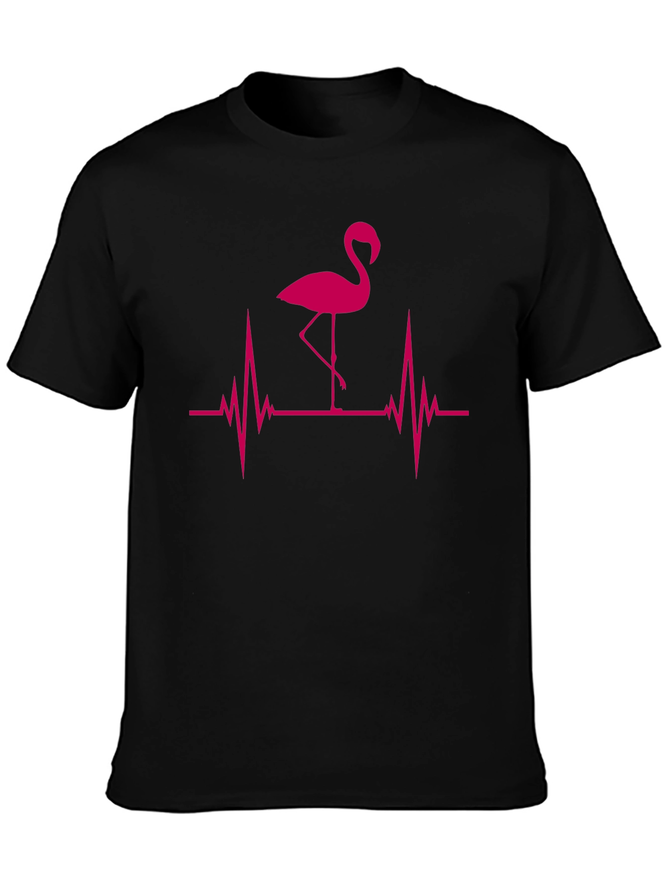 Flamingo Heartbeat Graphic Tee - Trendy Pink Design