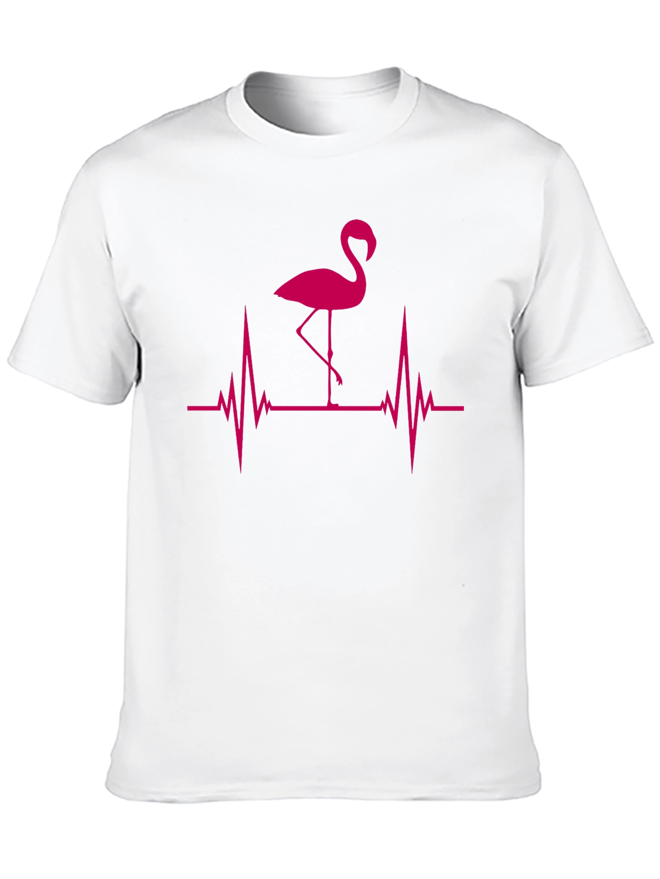 Flamingo Heartbeat Graphic Tee - Trendy Pink Design
