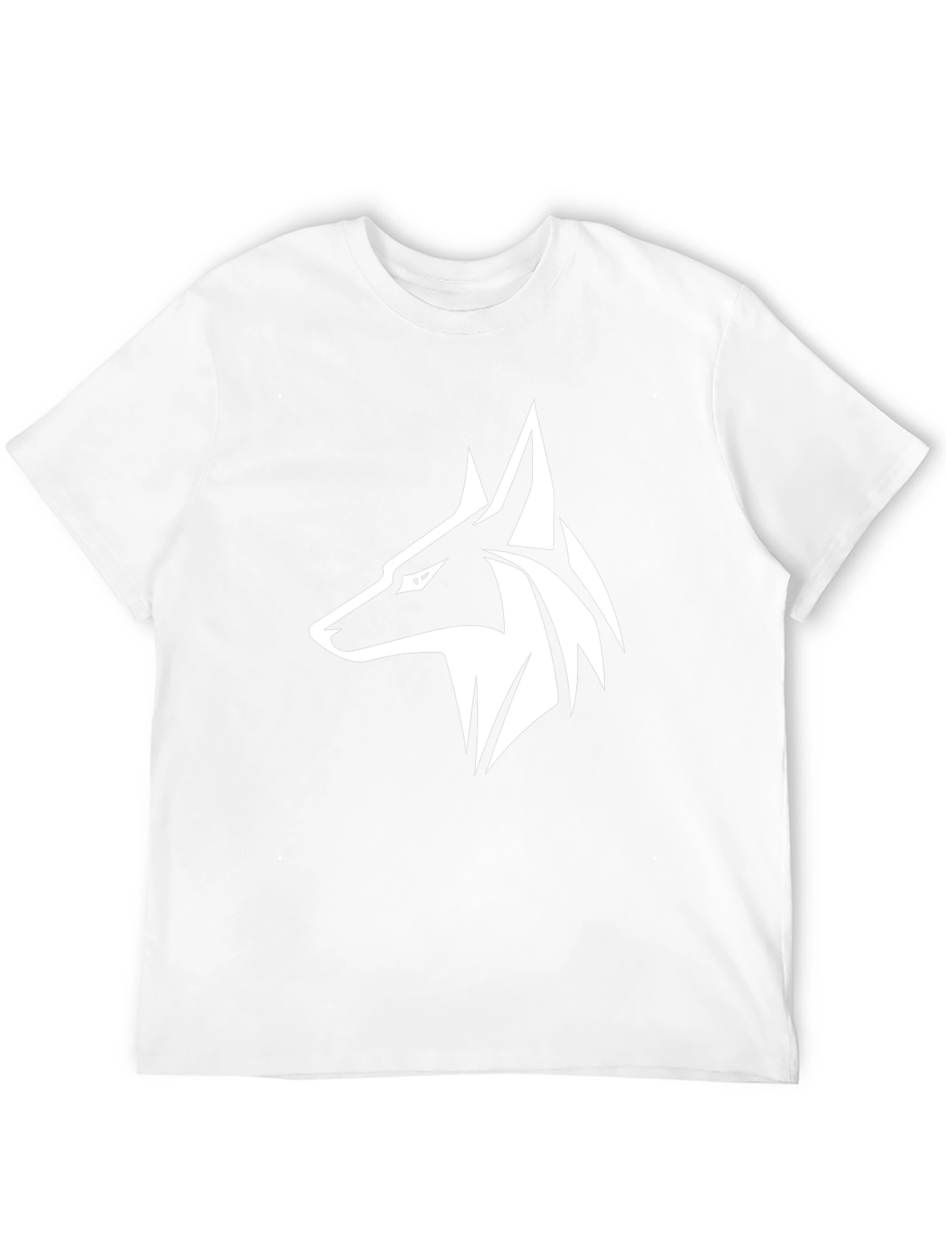 Black T-Shirt with Stylized Wolf Design