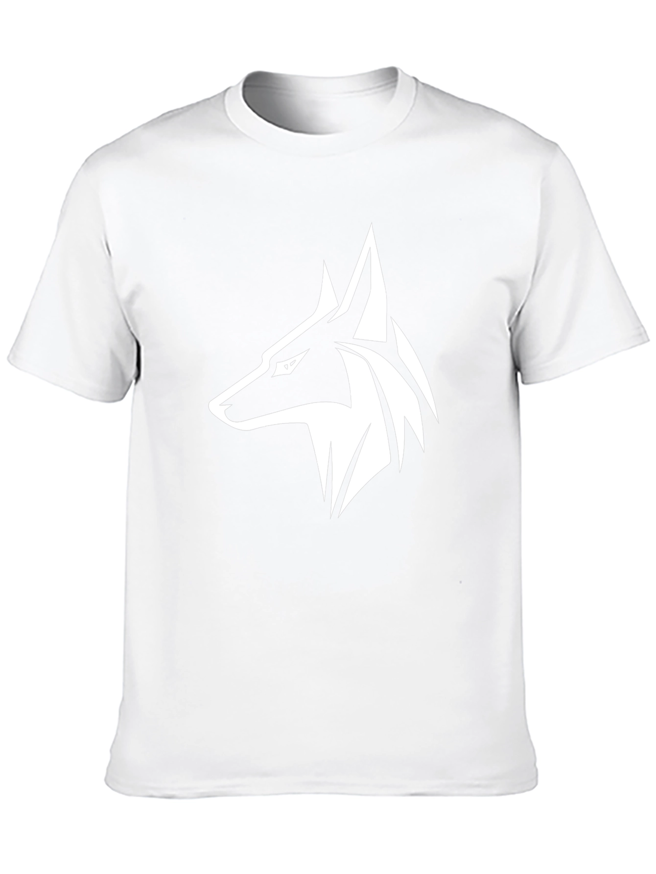 Black T-Shirt with Stylized Wolf Design