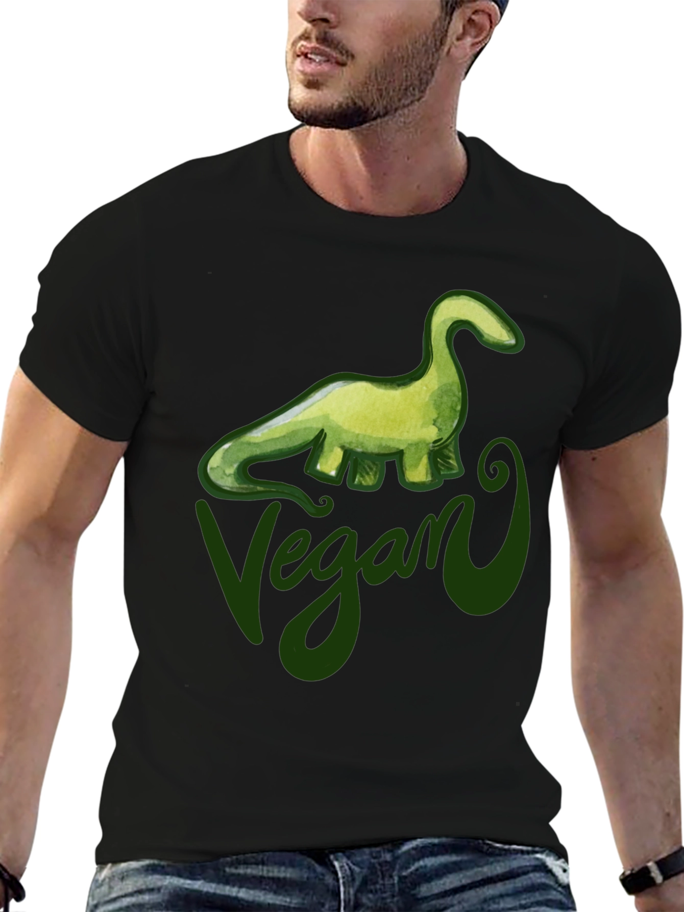 Vegan Dinosaur Graphic T-Shirt - Black