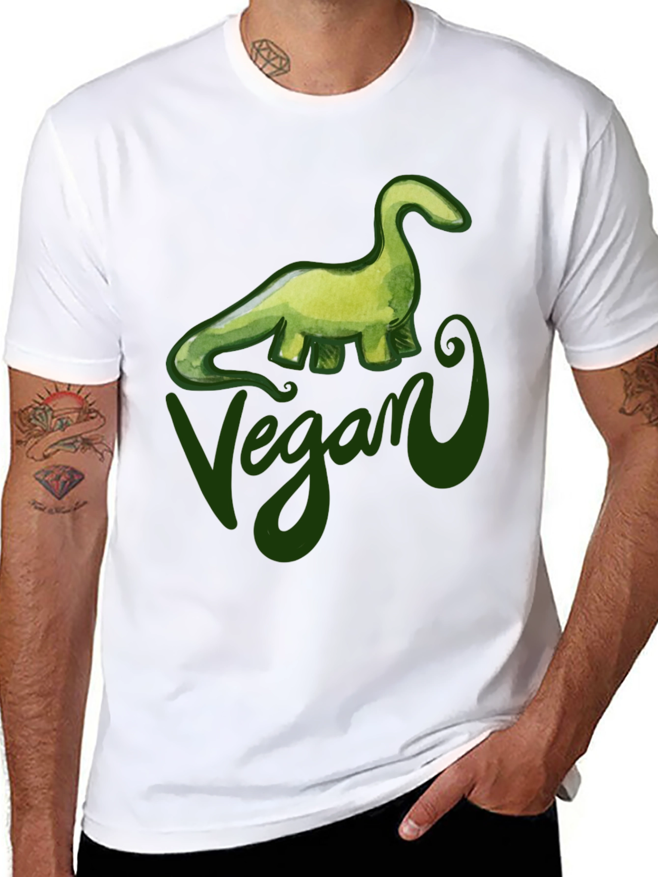 Vegan Dinosaur Graphic T-Shirt - Black
