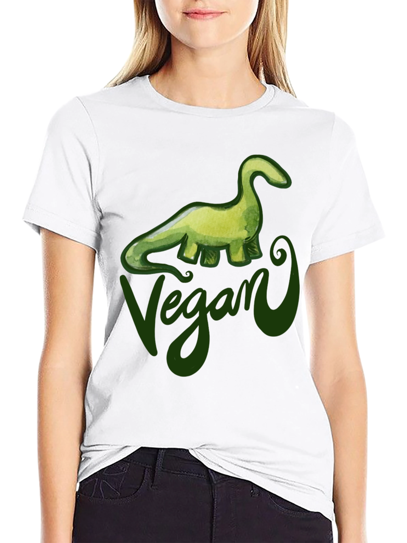 Vegan Dinosaur Graphic T-Shirt - Black