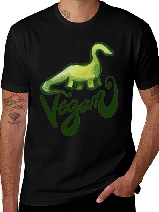 Vegan Dinosaur Graphic T-Shirt - Black