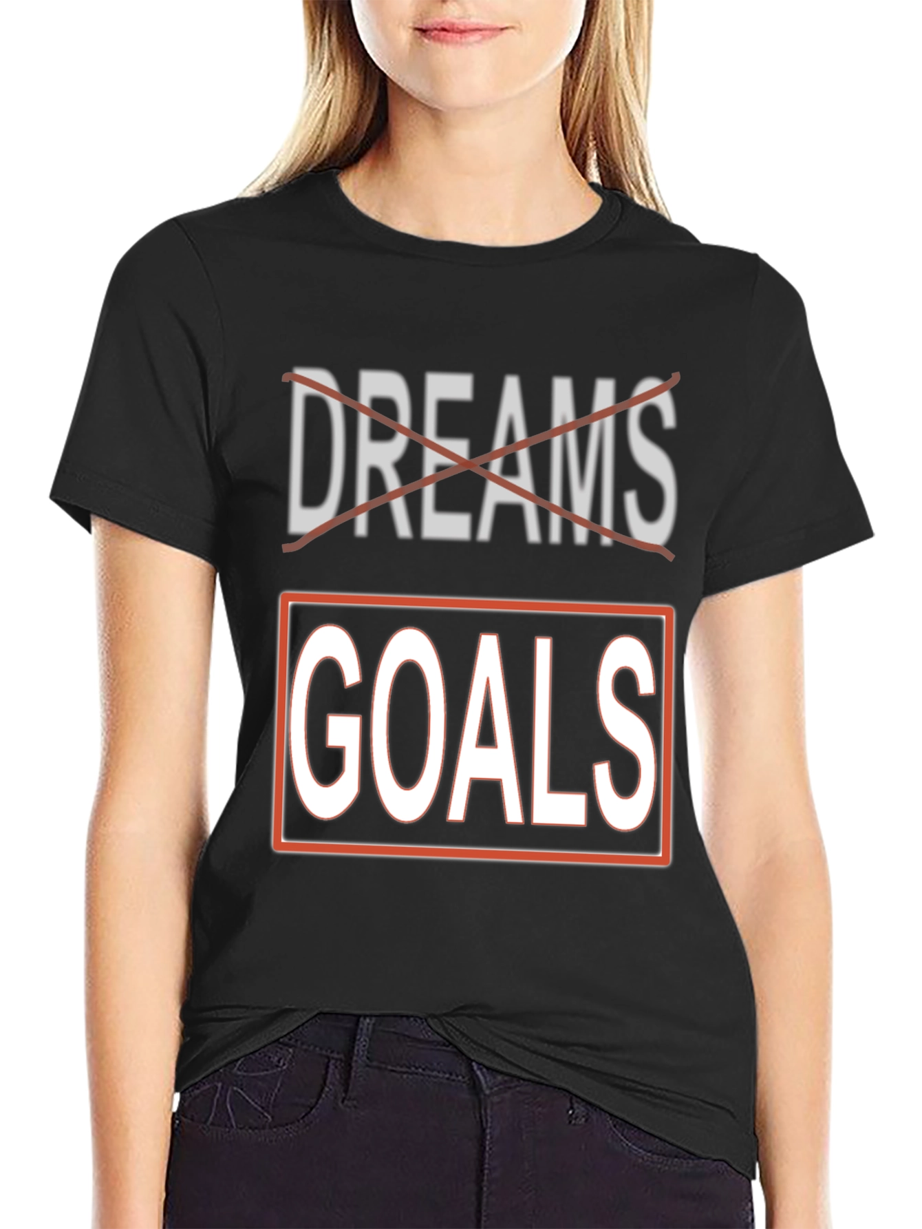 Dreams Goals Black Graphic T-Shirt