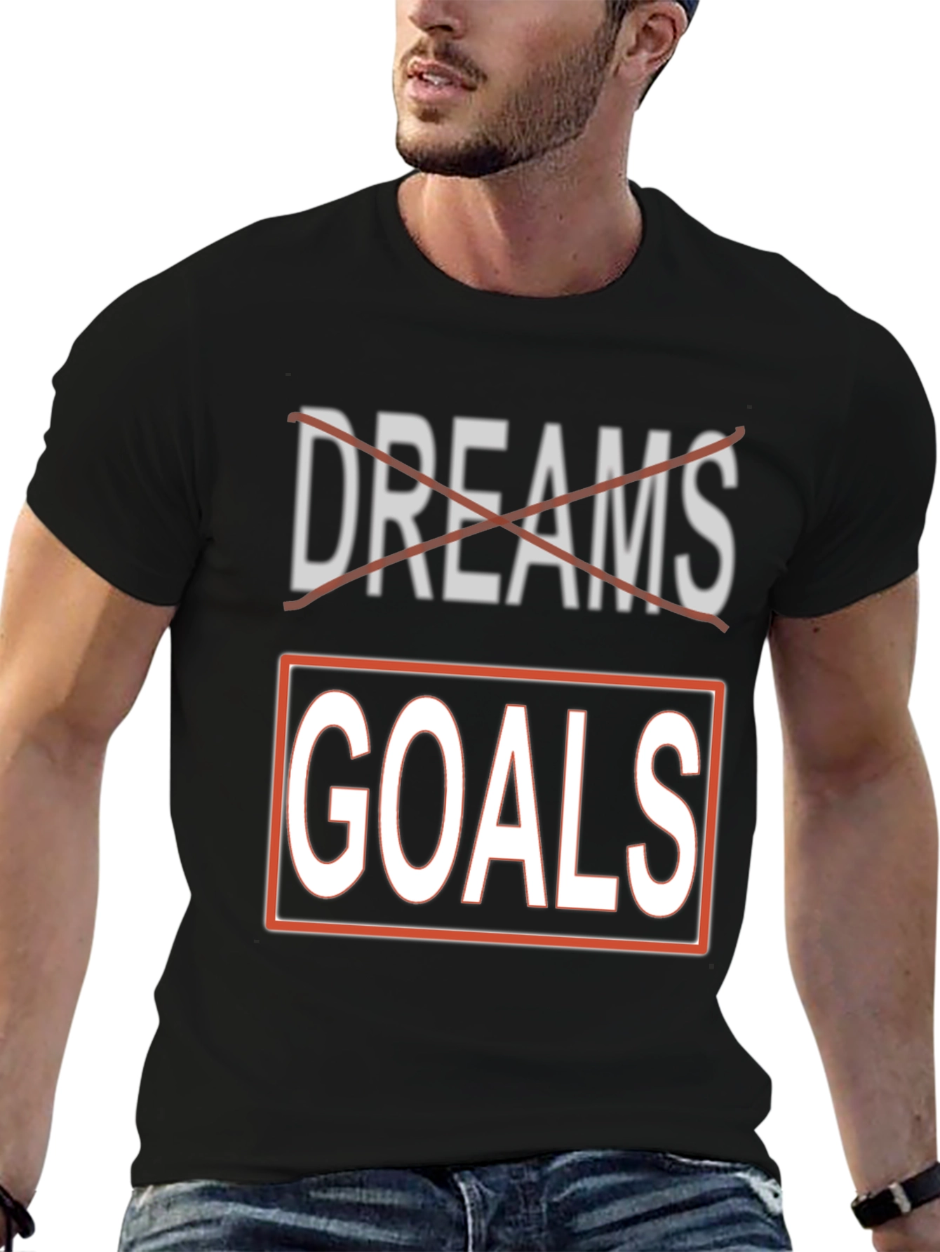 Dreams Goals Black Graphic T-Shirt