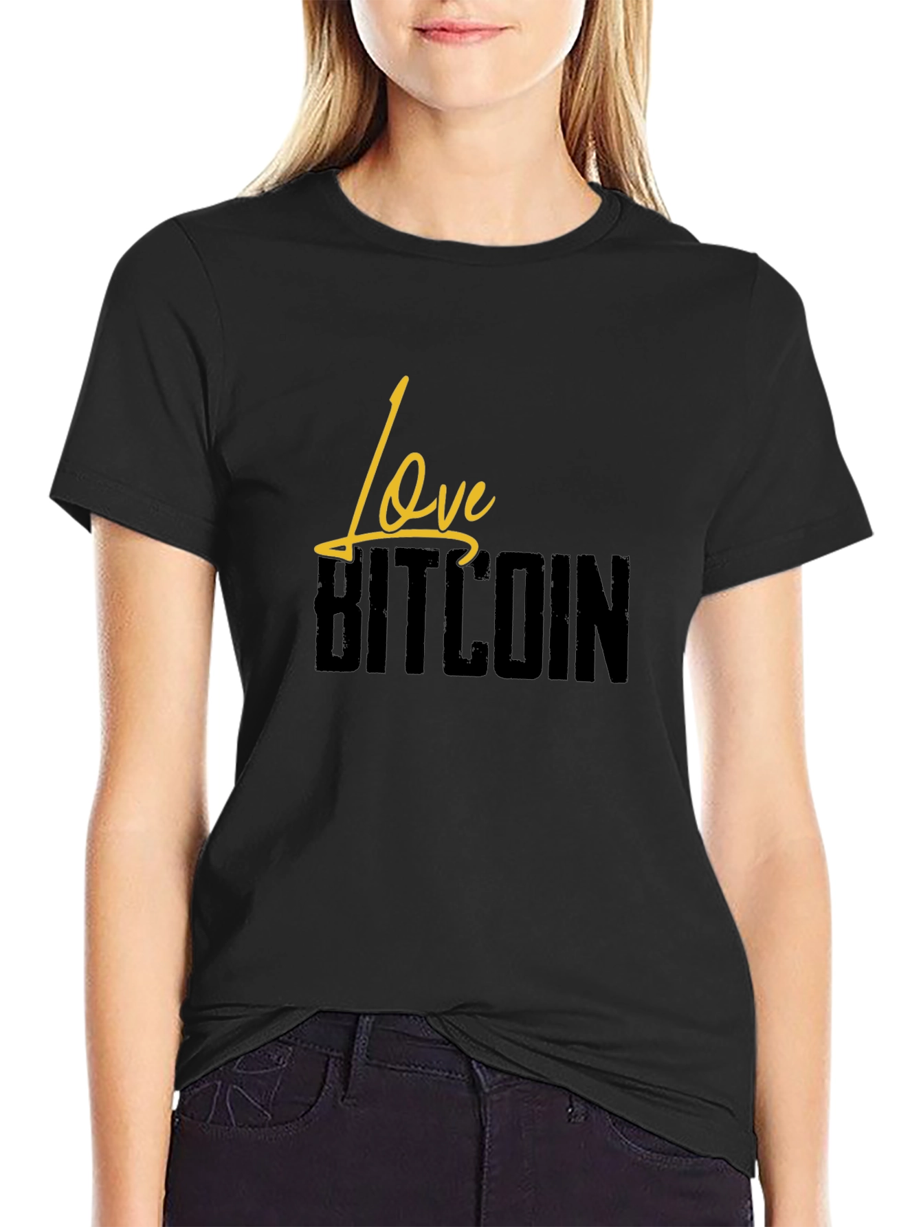 Love Bitcoin Black T-Shirt Crypto Currency Tee